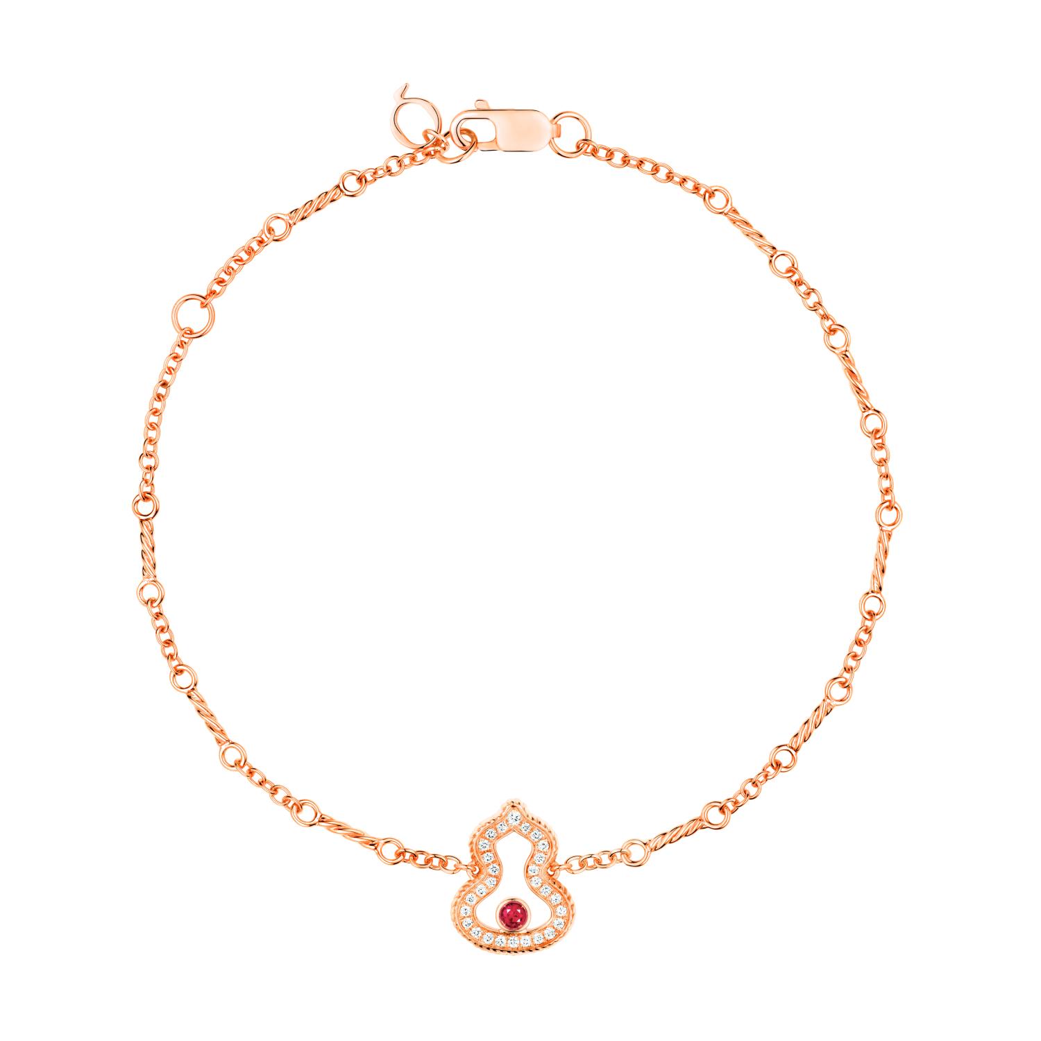 Qeelin - WLB40AZRGRU - Bracciale Wulu in oro rosa 18 carati con diamanti e rubino