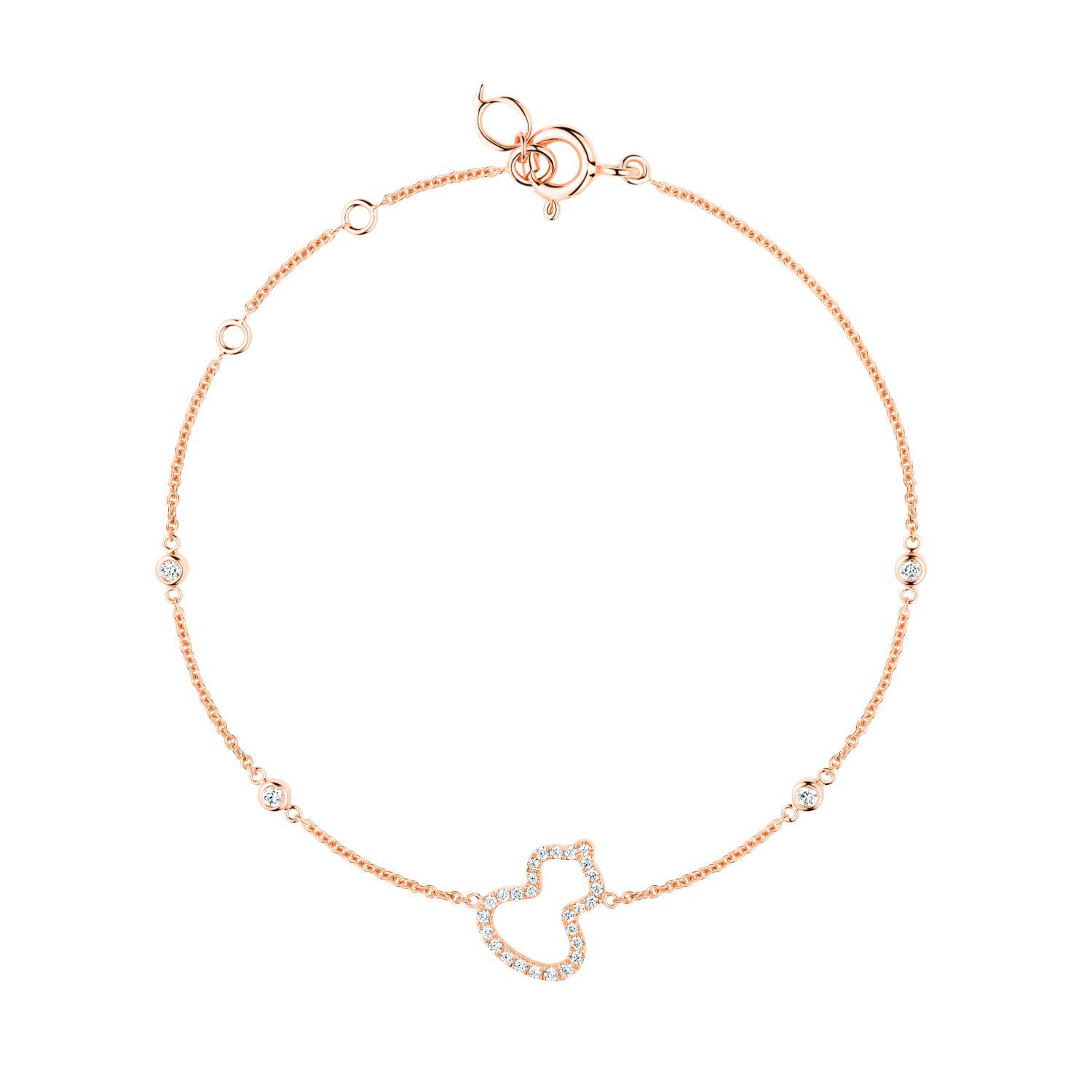 Qeelin - WUBPT16RGDI - Bracciale Petite Wulu in oro rosa 18 carati con diamanti