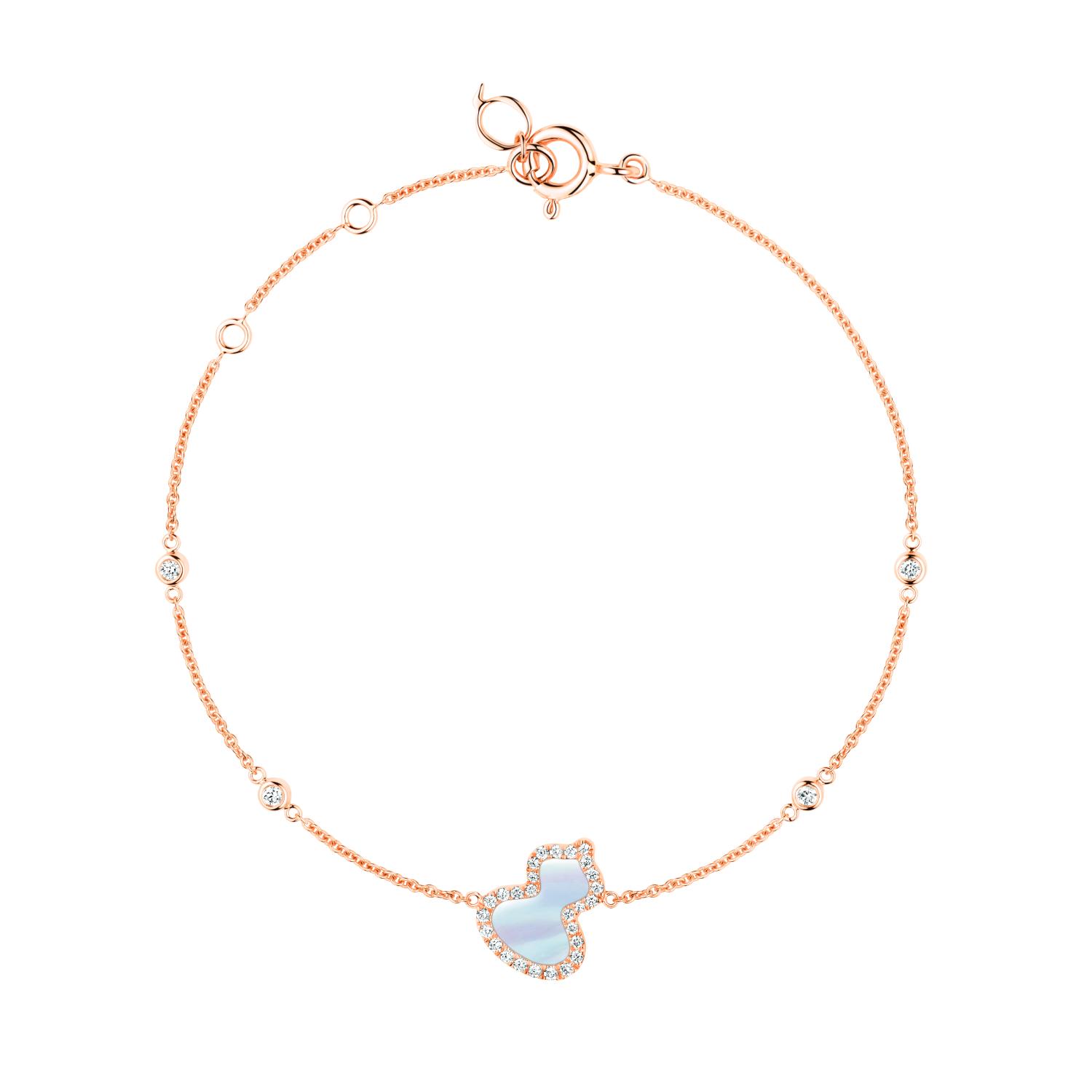 Qeelin - WUBPT16RGMP - Bracciale Petite Wulu in oro rosa 18 carati con diamanti e madreperla