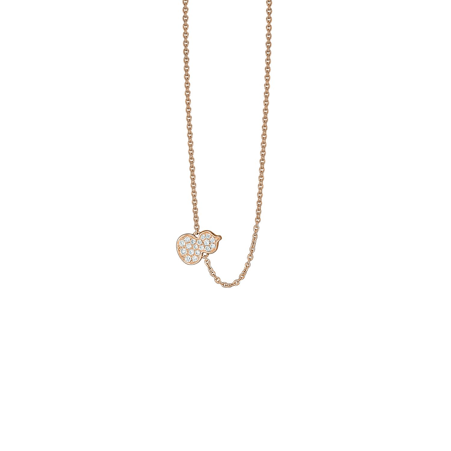 Qeelin - WUN50ACRGDI - Collana Petite Wulu in oro rosa 18 carati con pavè di diamanti