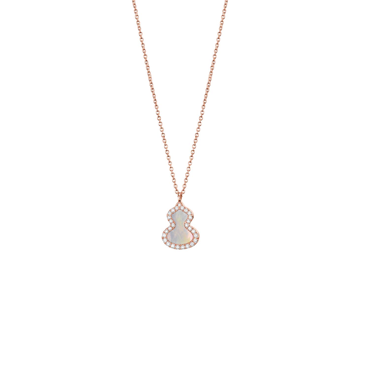 QEELIN - WUNPT6DRGMP - Collana Petite Wulu in oro rosa 18 carati con diamanti e madreperla