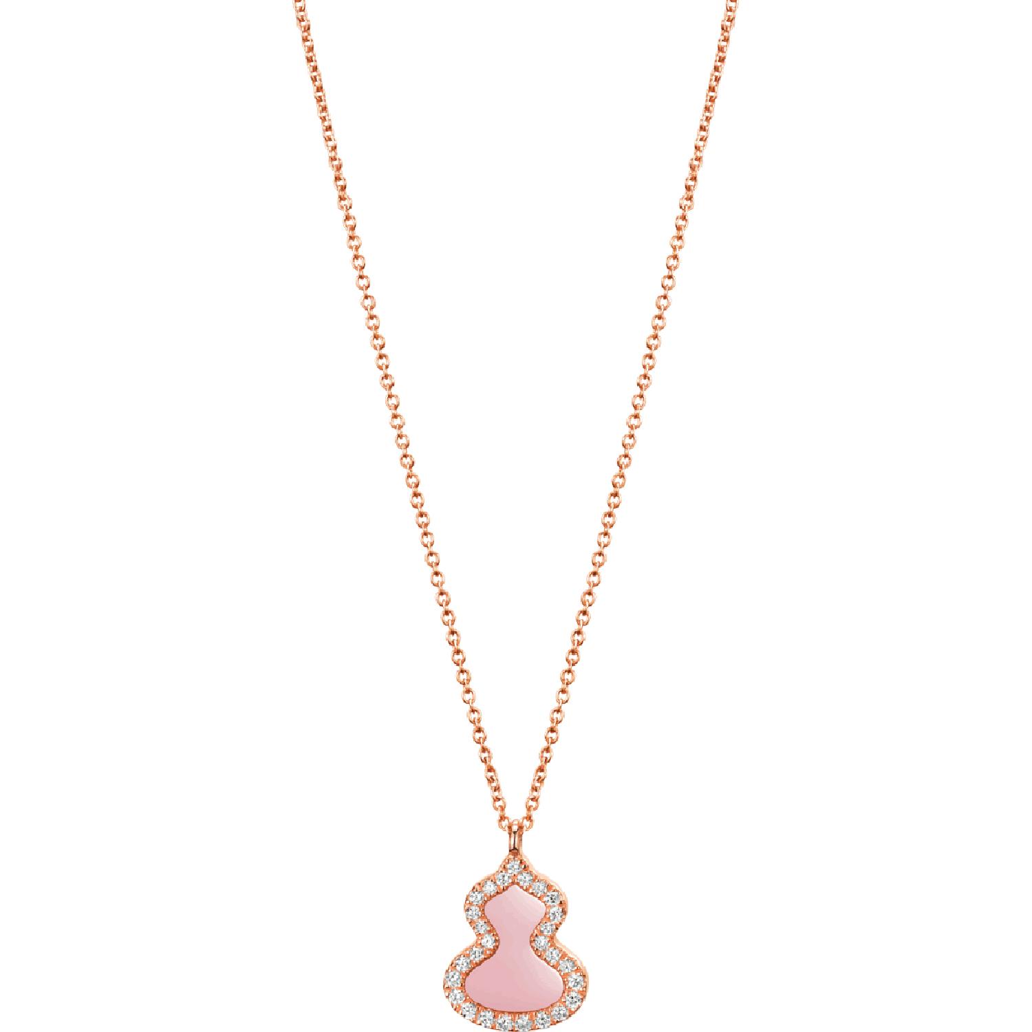 Qeelin - WUNPT6DRGPO - Collana Petite Wulu in oro rosa 18 carati con diamanti e opale rosa