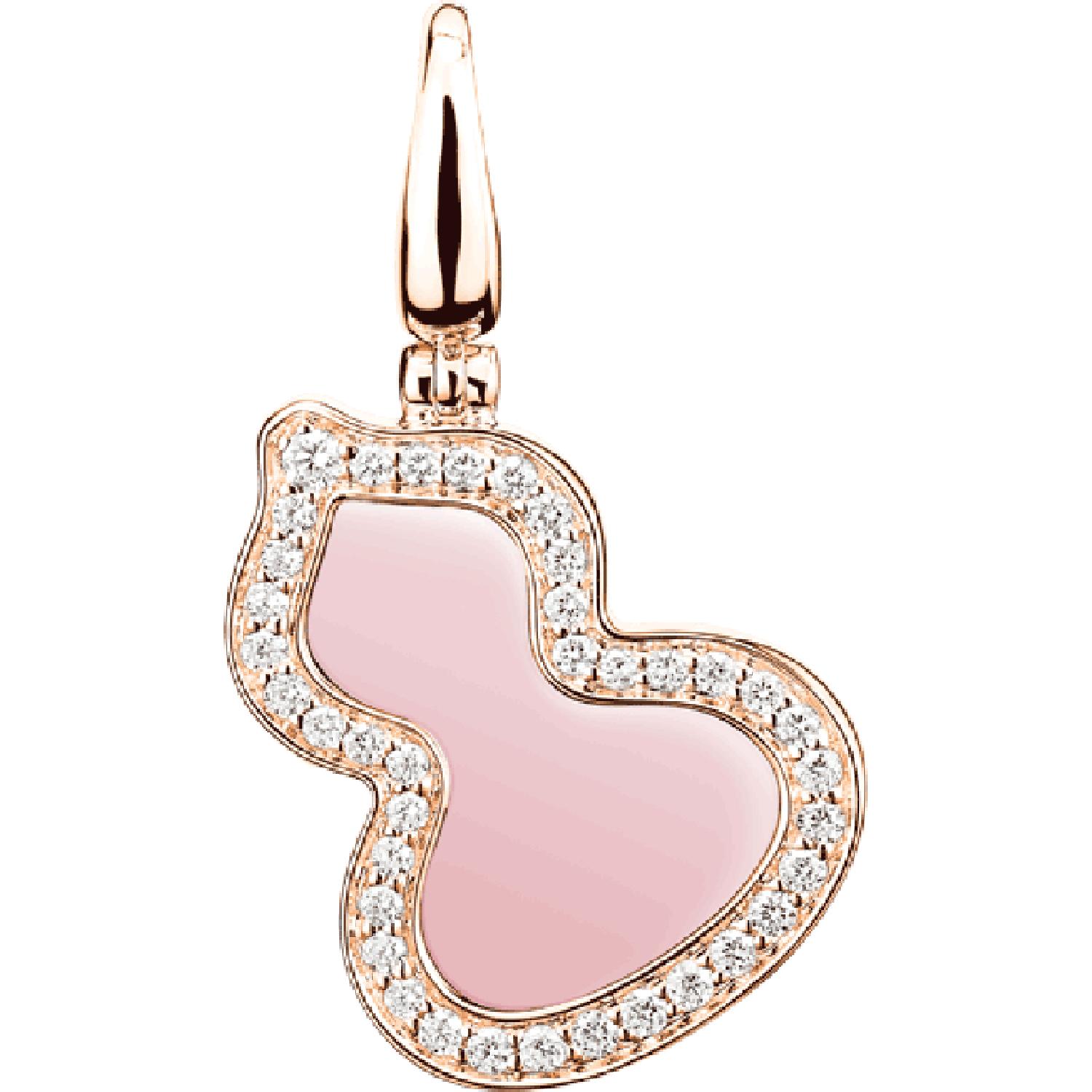 Qeelin - WUP30ABRGPO - Pendente Wulu piccolo in oro rosa 18 carati con diamanti e opale rosa