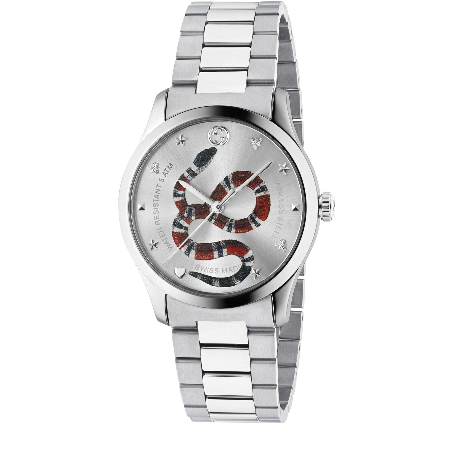 Gucci - YA1264076 - G-Timeless Iconic Steel case, silver dial with colored snake motif, steel bracelet