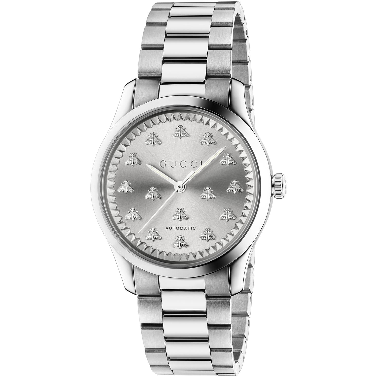 Gucci - YA1264190 - G-Timeless With Bee Motif 38mm steel case, silver sunbrushed dial with bees, steel bracelet
