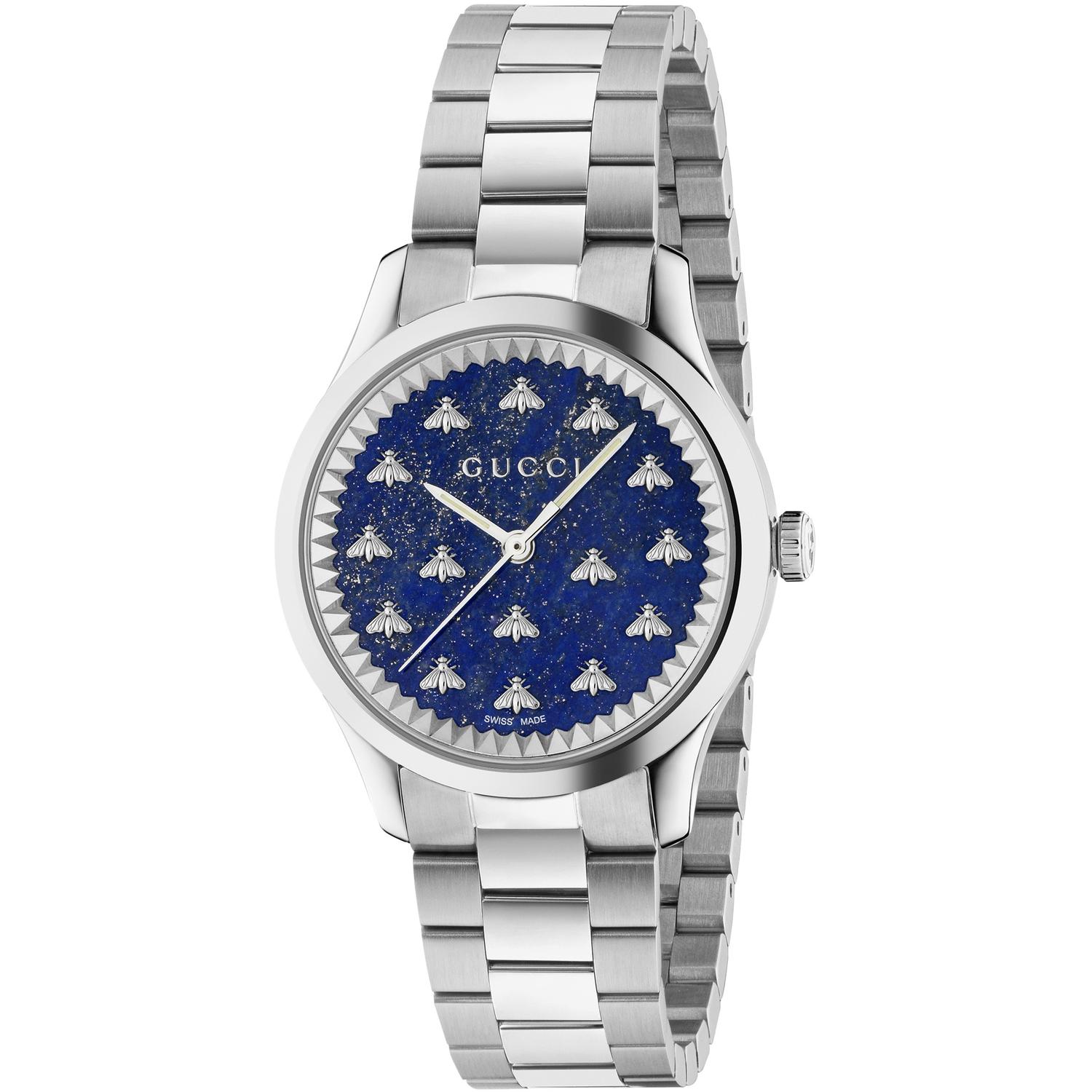 Gucci - YA1265043 - G-Timeless With Bee Motif 32mm steel case, dark blue lapiz stone dial with bees, steel bracelet