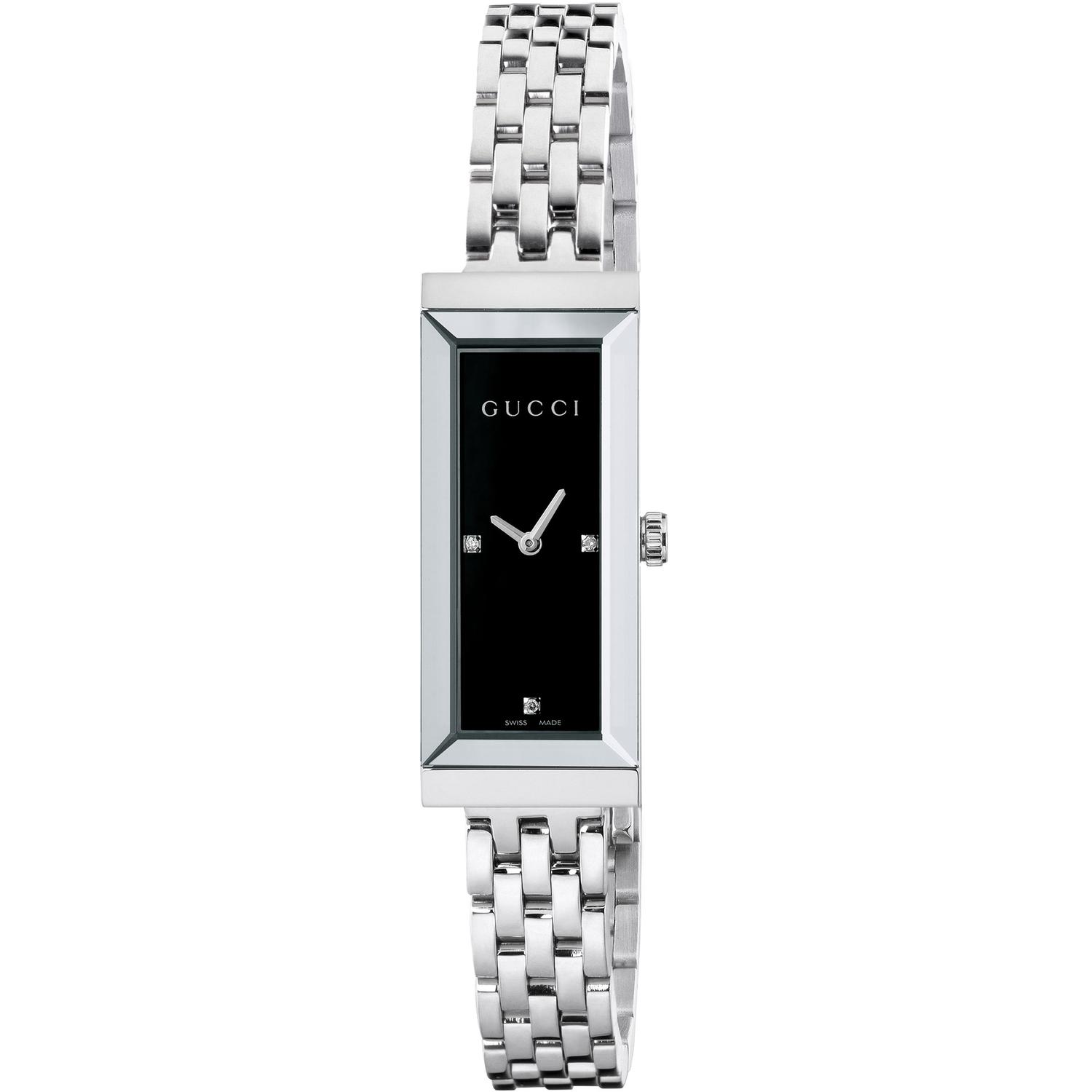 Gucci - YA127504 - G-Frame Steel case, black dial with 3 diamonds, steel bracelet