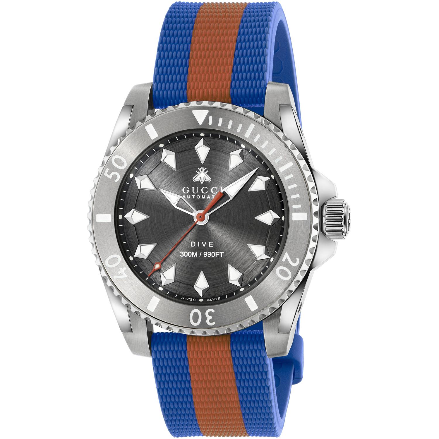 Gucci - YA136352 - Gucci Dive 40 mm steel case, grey dial, sustainable polyester strap, screw-down crown and case back