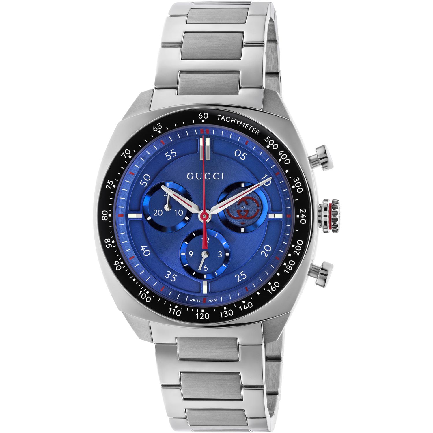 GUCCI - YA142317 - Interlocking 41mm stainless steel case, blue dial, small seconds display, black ceramic bezel with tachymeter indication, stainless steel bracelet