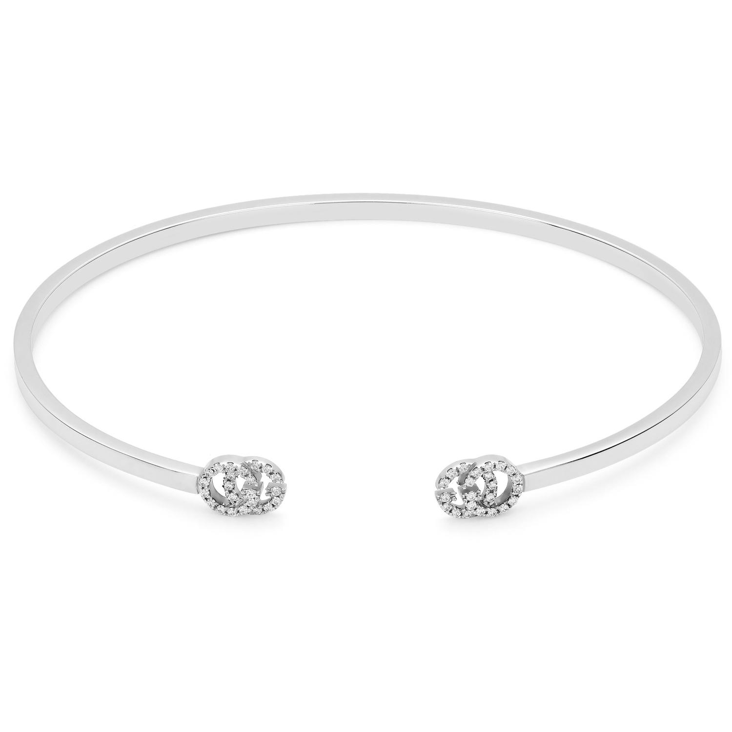 GUCCI - YBA481662002 - GG Running cuff bracelet in 18kt white gold with diamonds