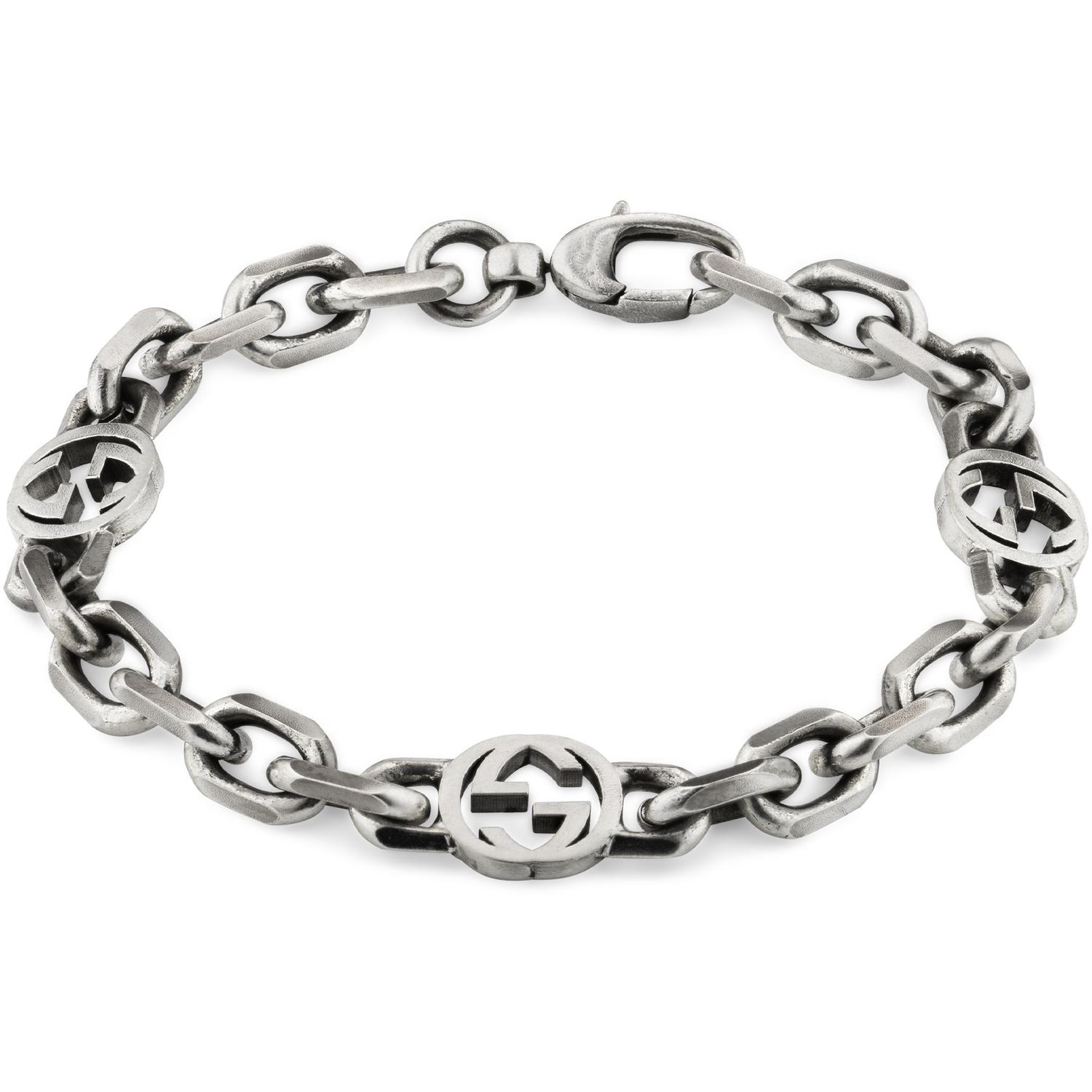 Gucci - YBA620798001 - Interlocking G Bracelet in aged sterling silver with motif