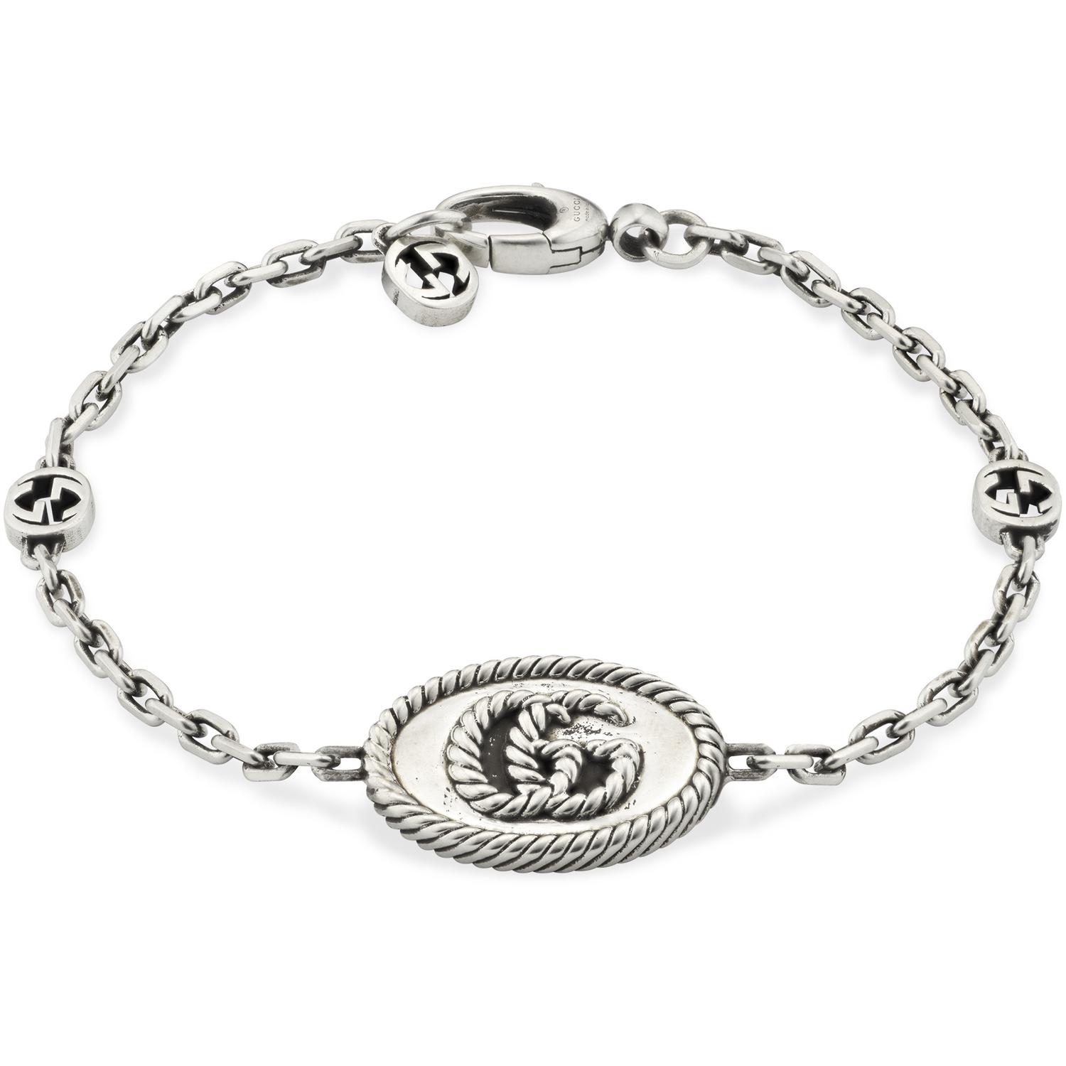 Gucci - YBA627749001 - GG Marmont Bracelet in aged sterling silver with Double G detail