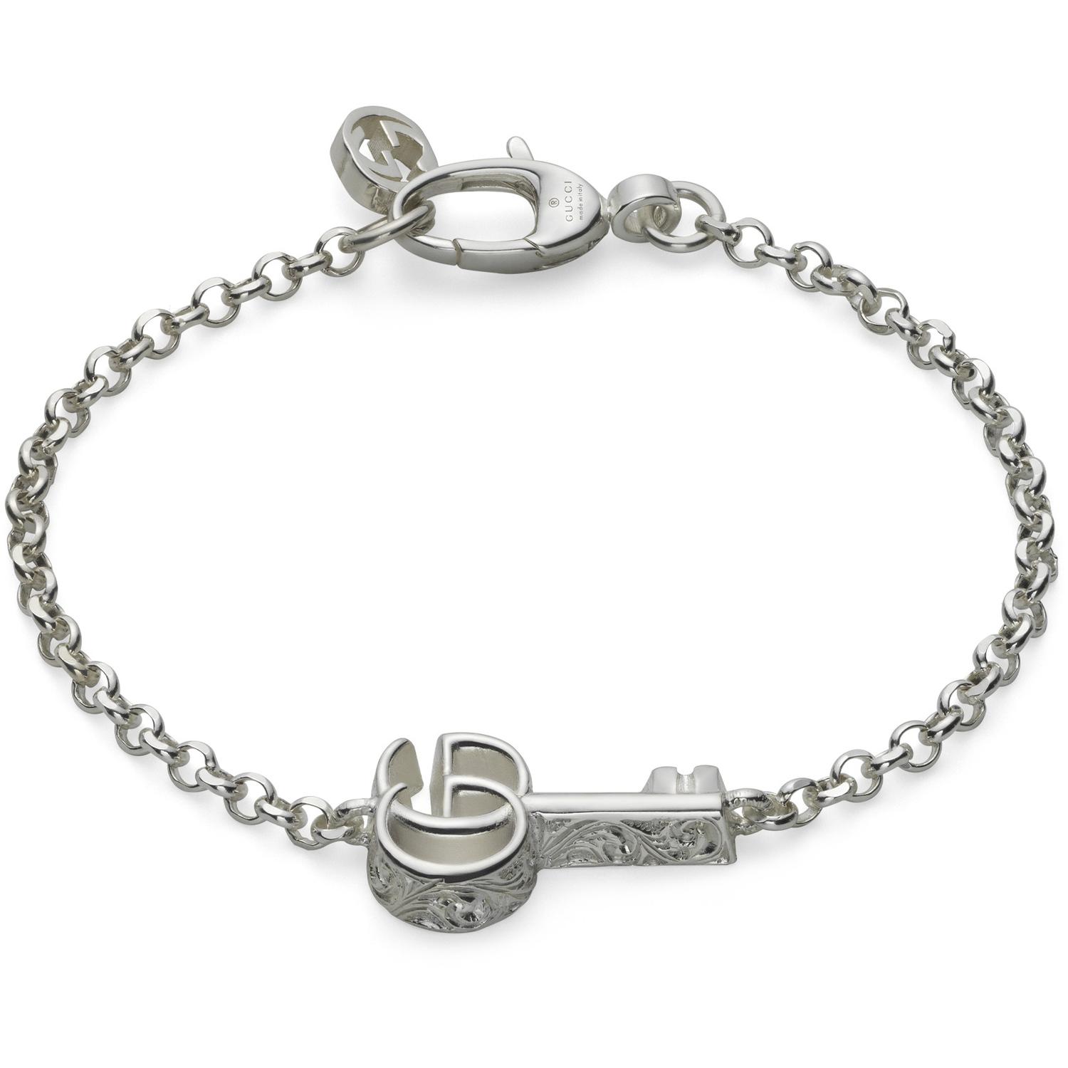 Gucci - YBA632207002 - 925 sterline d'argento - Bracelet in sterling silver with Double G and key charm
