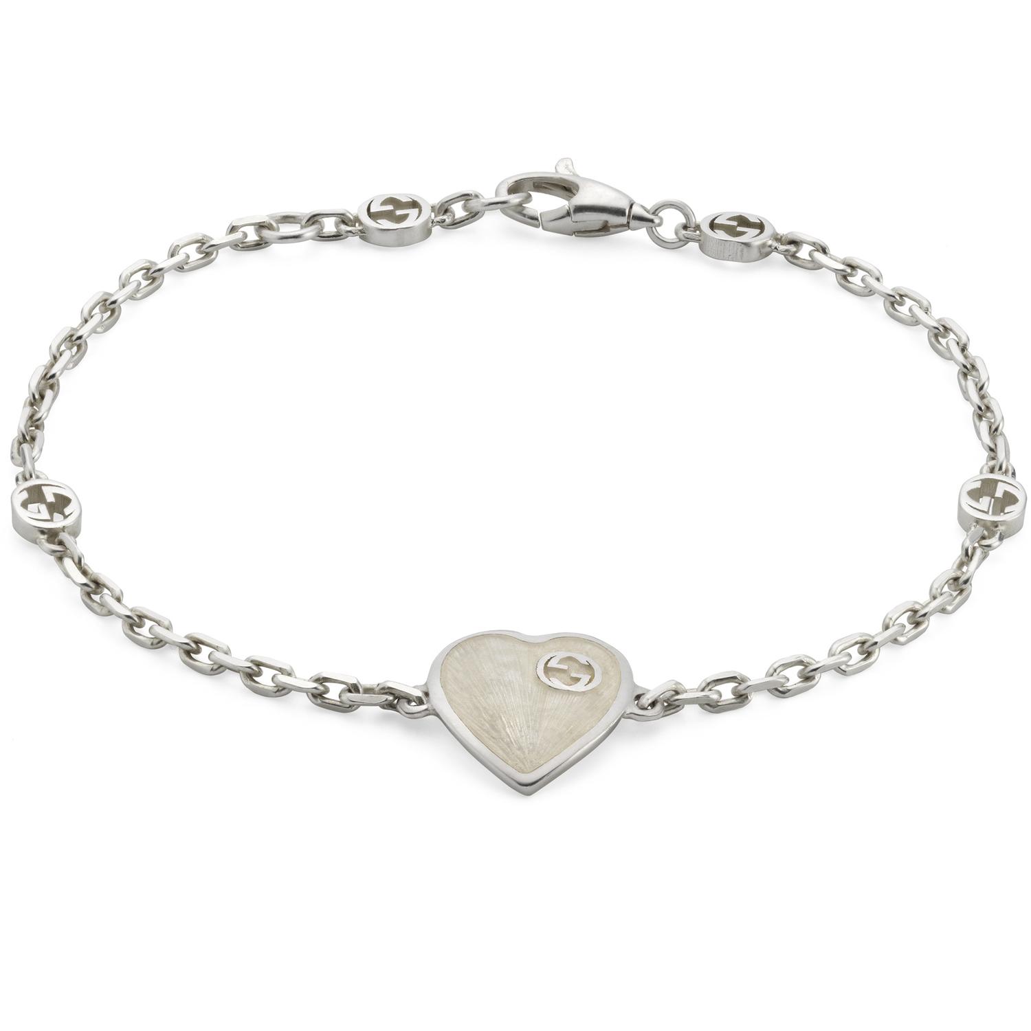 Gucci - YBA645546003 - Gucci Heart Bracelet with heart charm in sterling silver and enamel