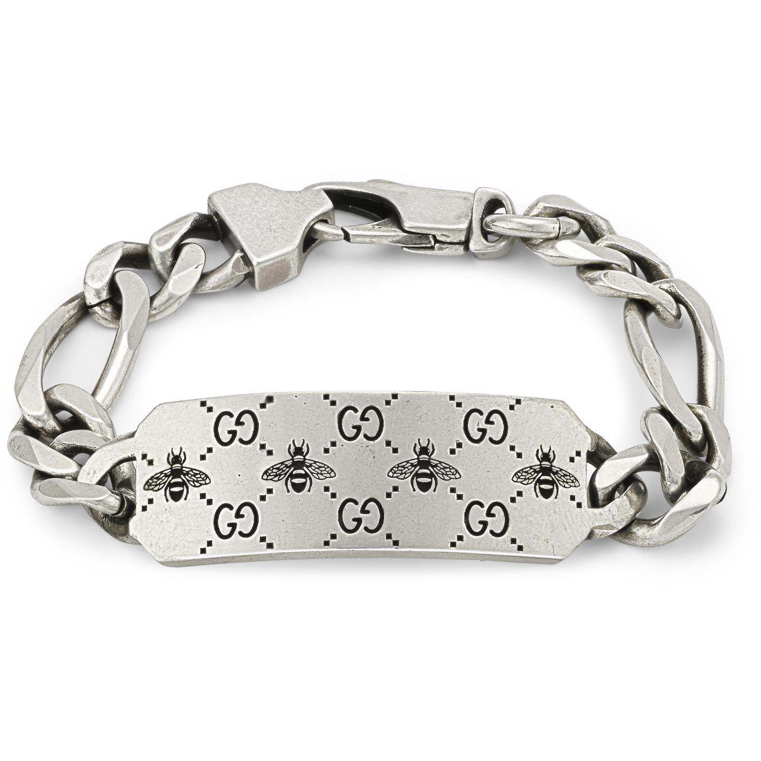Gucci - YBA728264001 - Gucci Signature Bracelet in sterling silver with bee and Double G motif