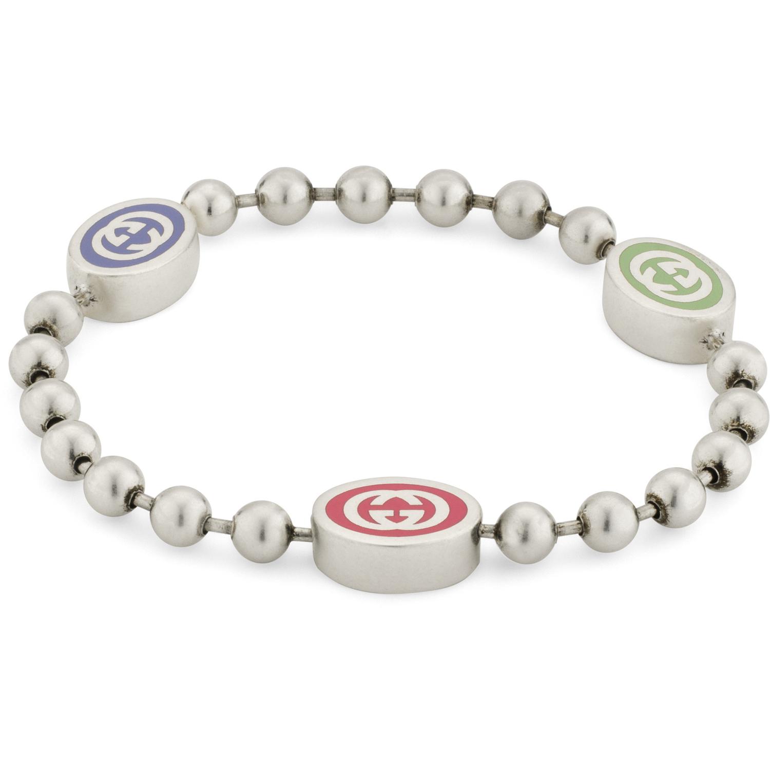 GUCCI - YBA753442001 - Argento 925, Smalto - Bracelet in sterling silver and colored enamel with Interlocking G details