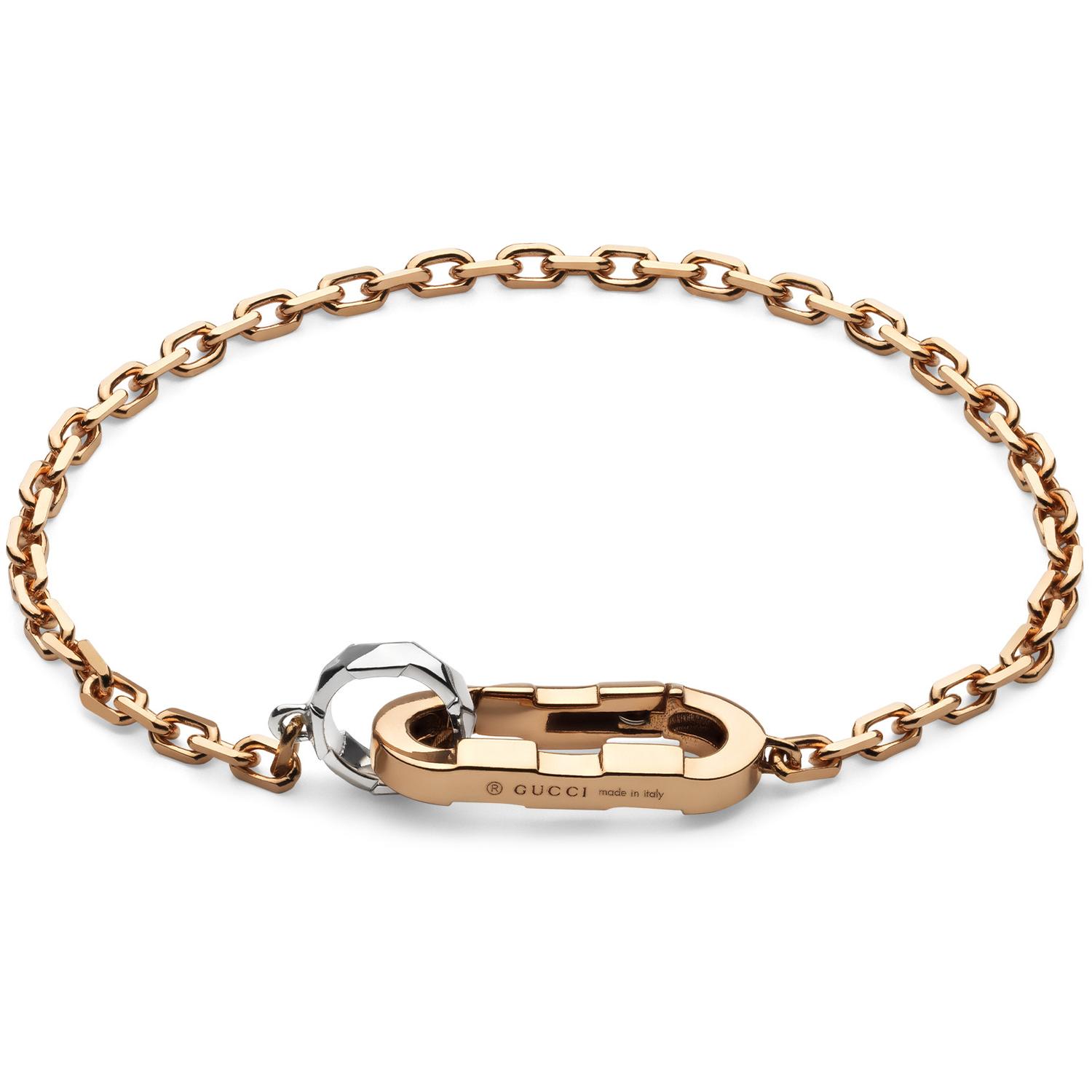 Gucci - YBA786693002 - Link to love chain bracelet in pink gold and white gold