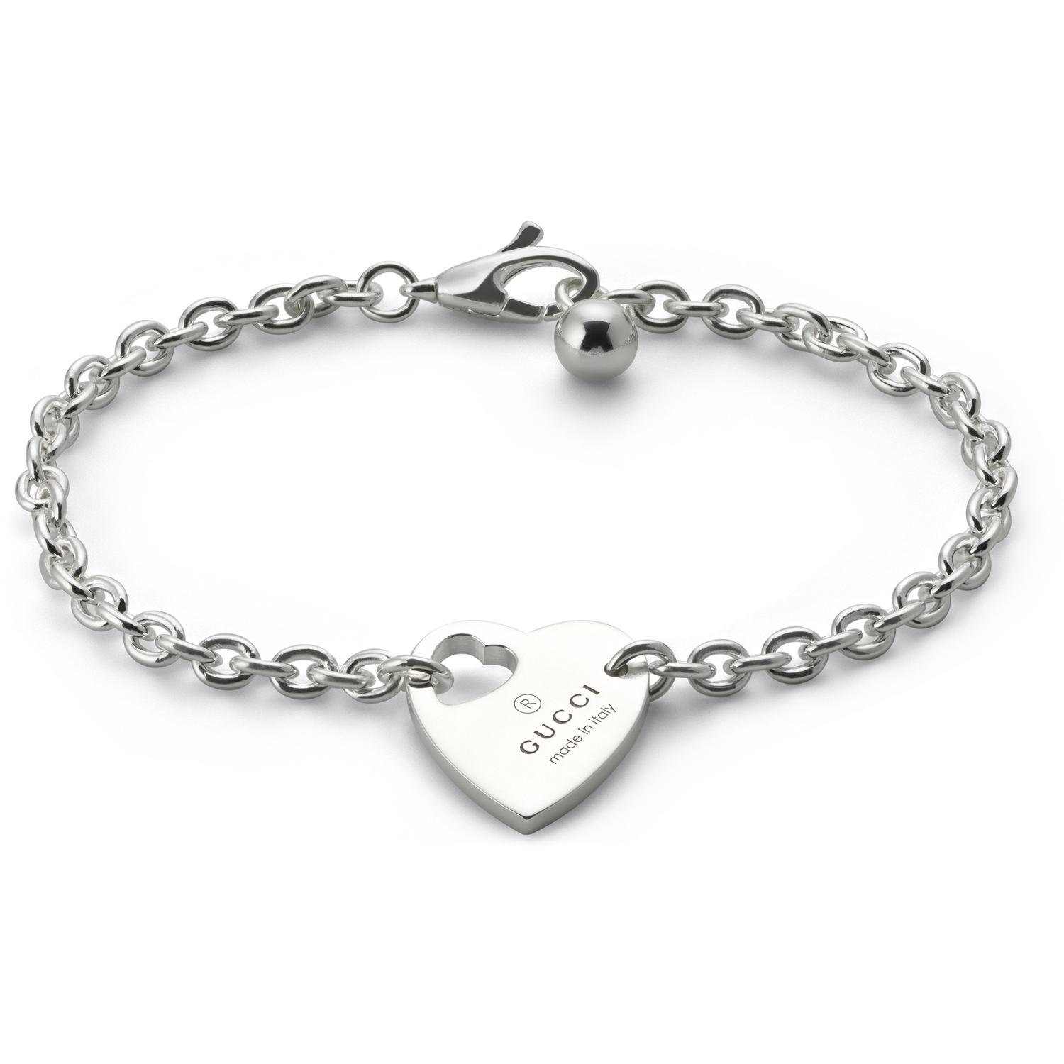Gucci - YBA796301001 - Trademark Bracelet in sterling silver with heart motif and Gucci trademark detail