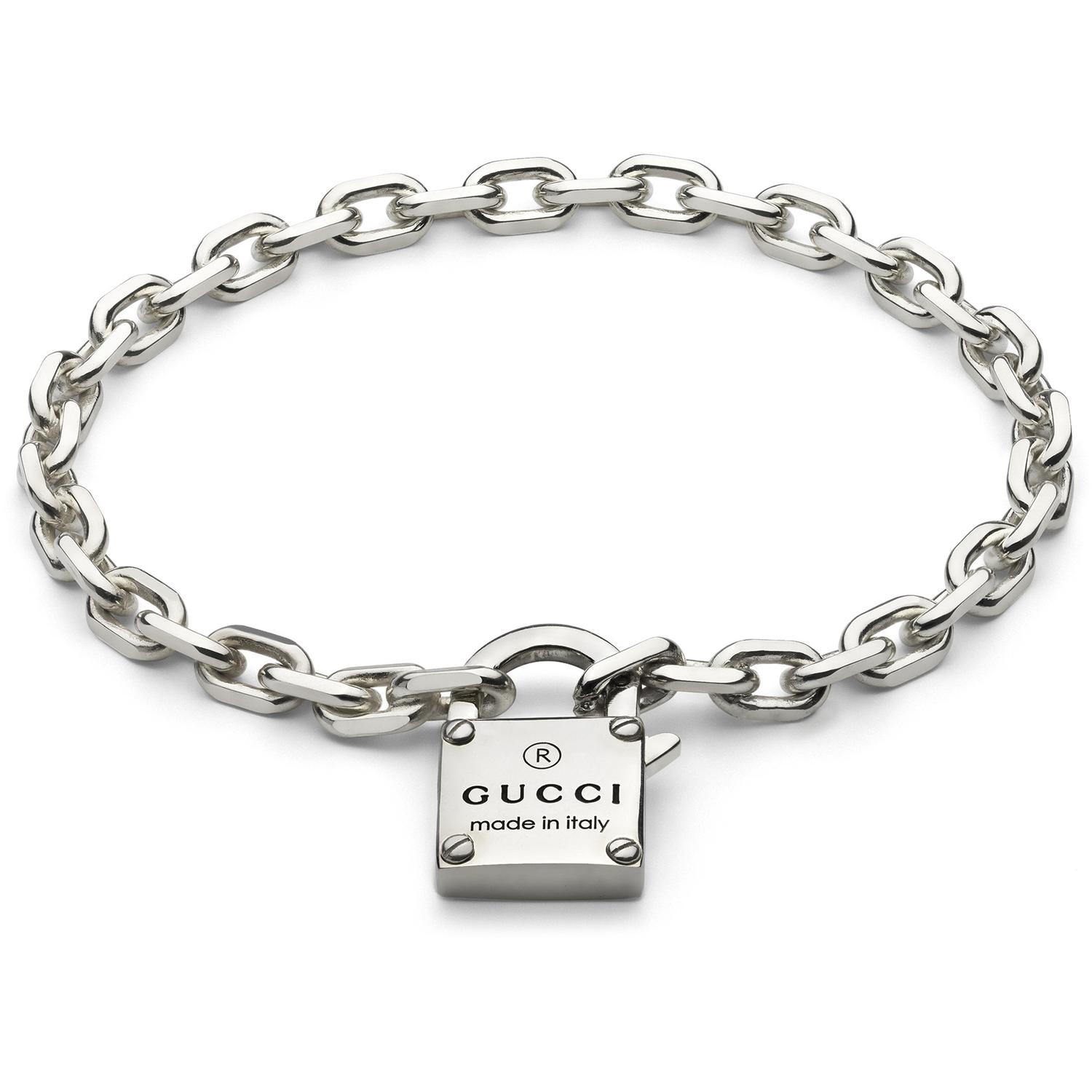 Gucci - YBA796341001 - Trademark Bracelet in sterling silver with padlock motif and Gucci trademark detail