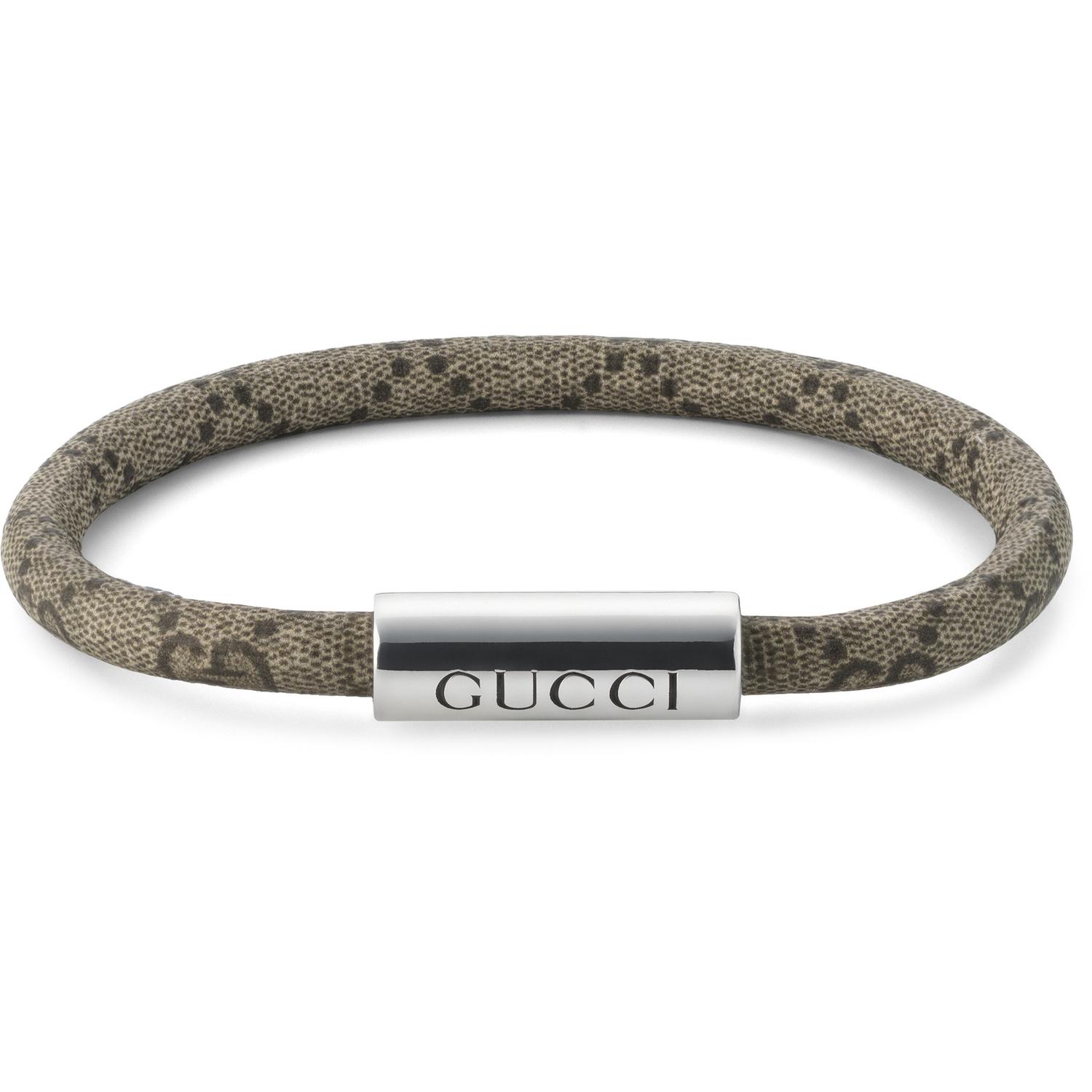 Gucci - YBA797156001 - Trademark Bracelet in beige/ebony GG Supreme canvas and sterling silver closure