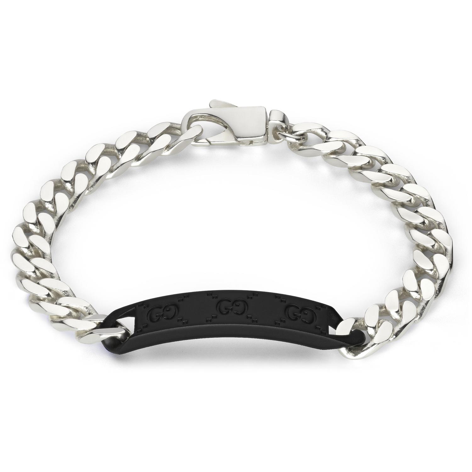 Gucci - YBA797167001 - Gucci Tag Bracelet in sterling siver and black rubberized tag