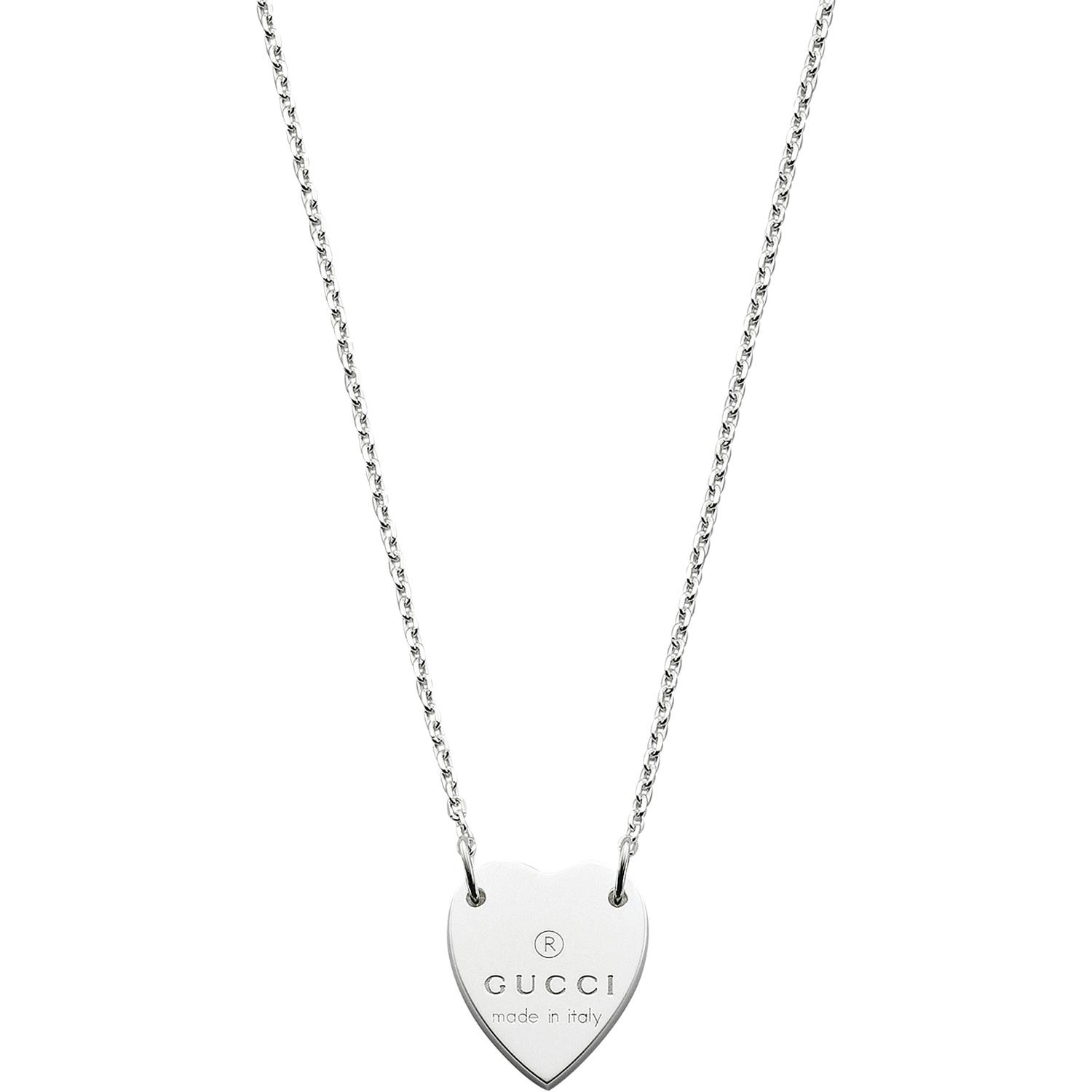 Gucci - YBB223512001 - 925 sterline d'argento - Necklace with Gucci Trademark engraved heart pendant in sterling silver