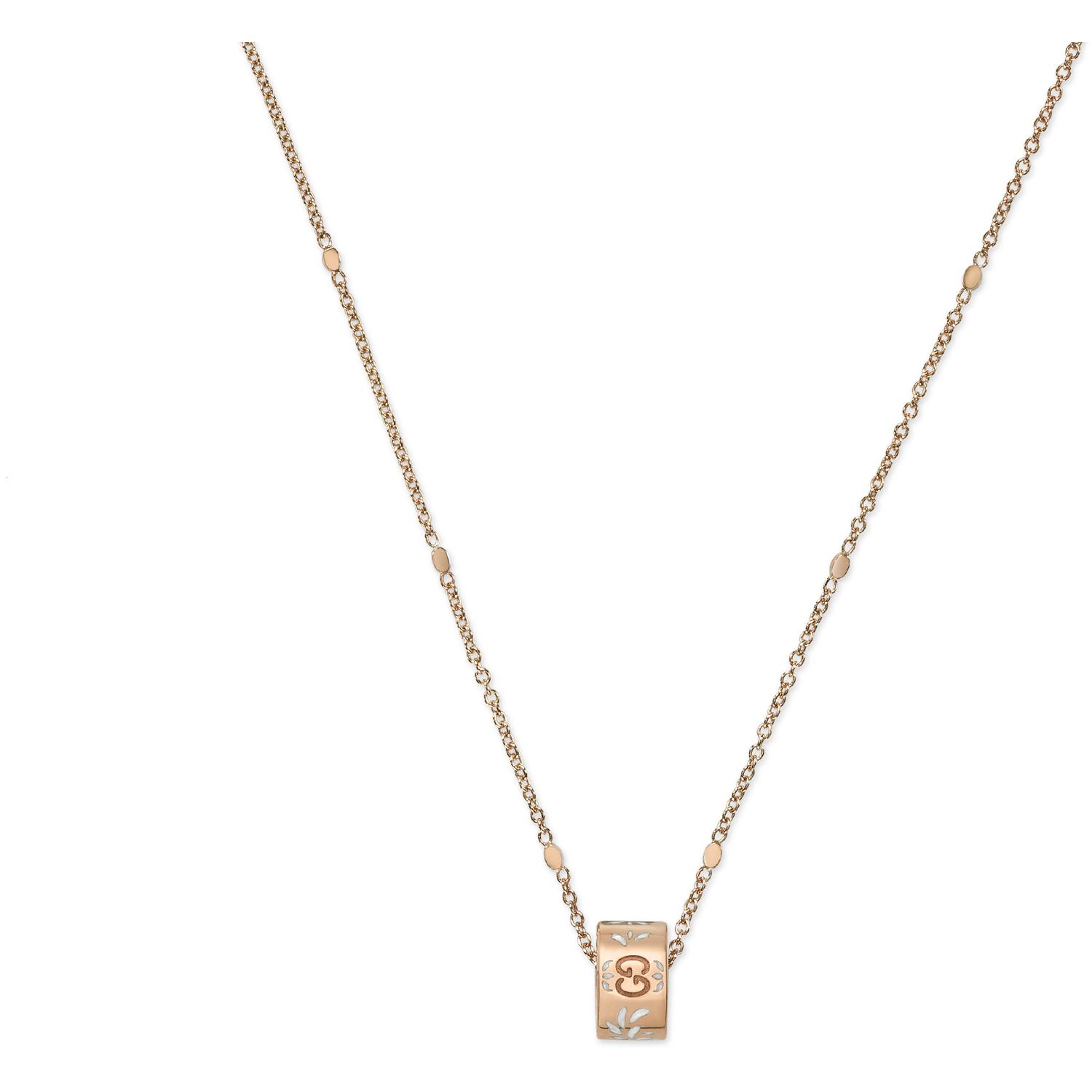 GUCCI - YBB434553002 - Icon necklace in 18kt pink gold and white enamel