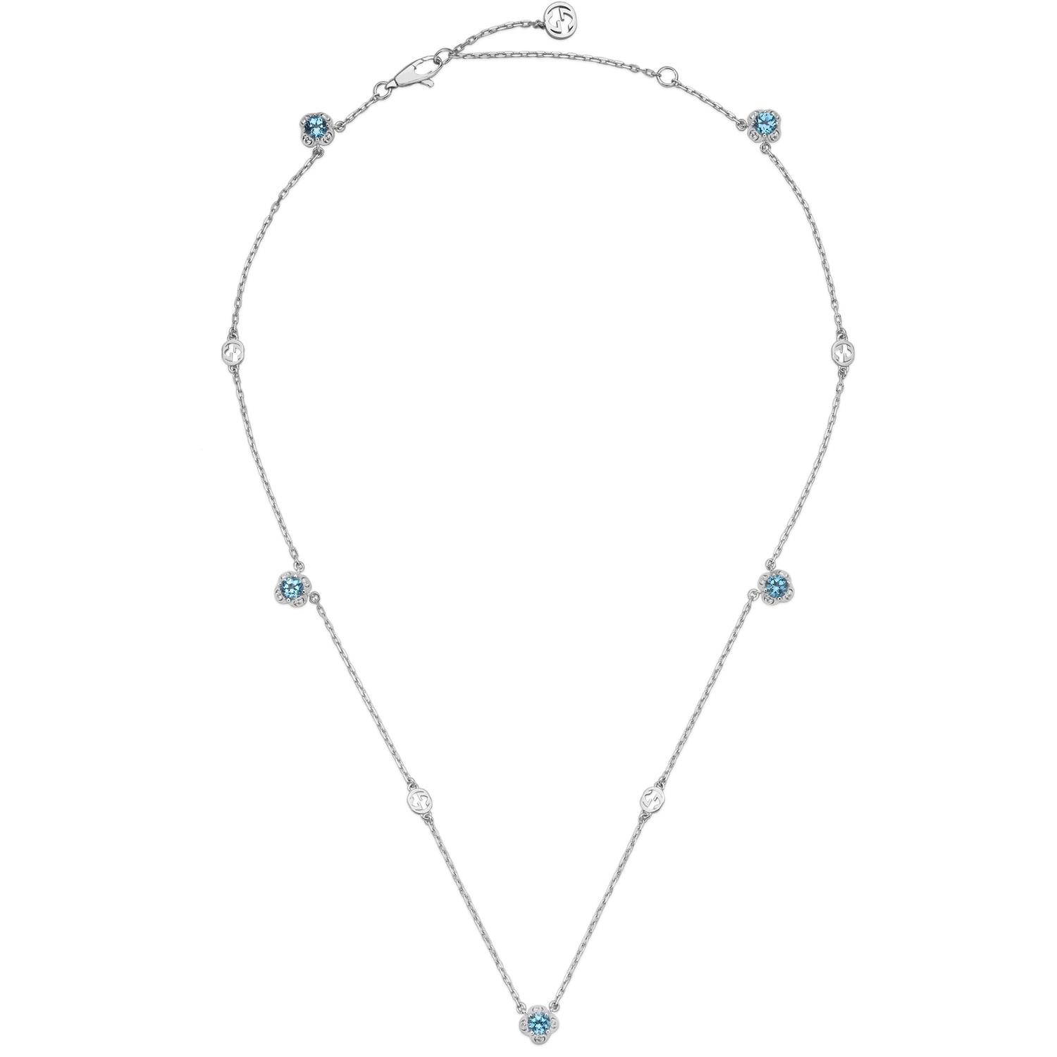 Gucci - YBB662429002 - Interlocking G Necklace in 18kt white gold with topazes and detail