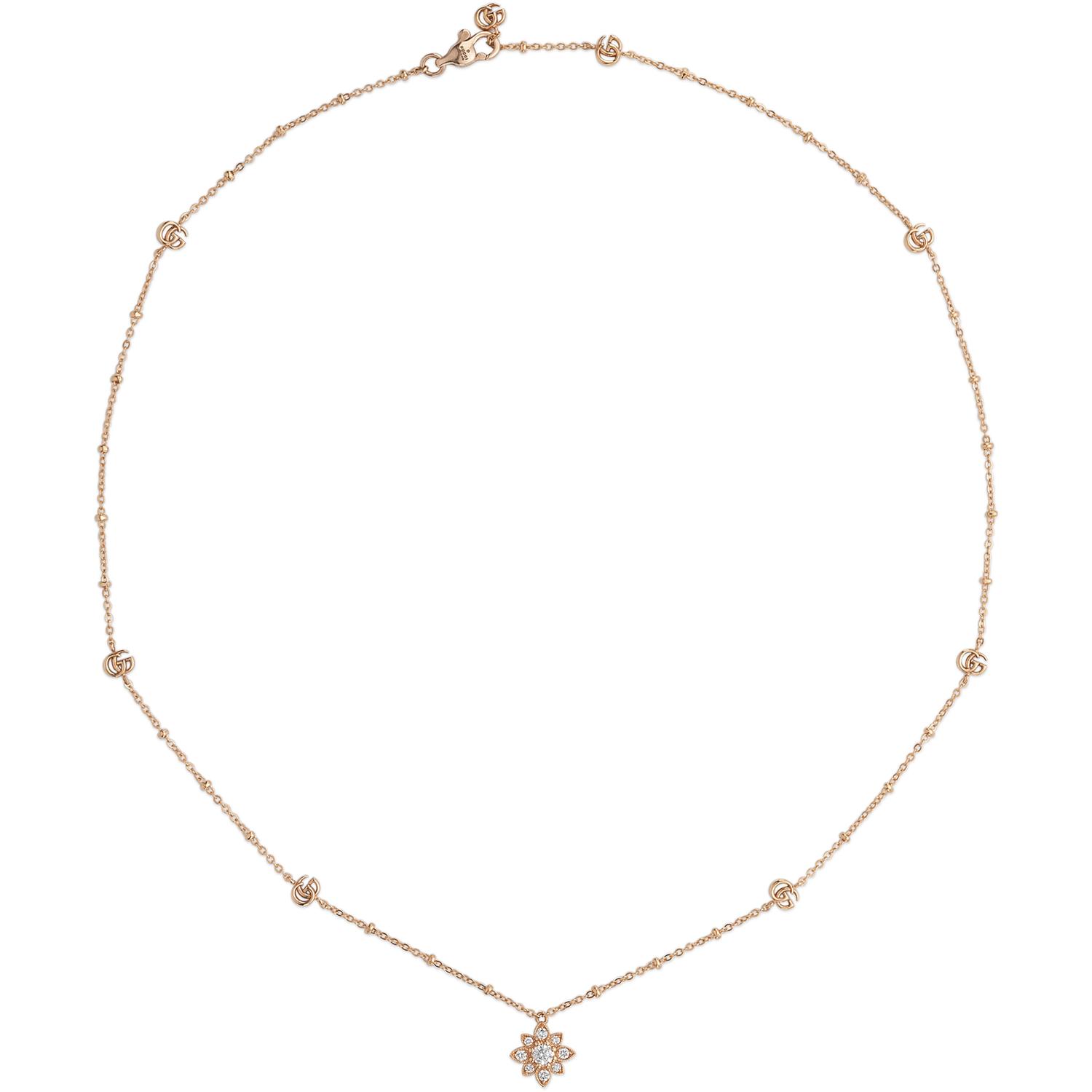 Gucci - YBB702393001 - Flora necklace in 18kt pink gold and diamonds