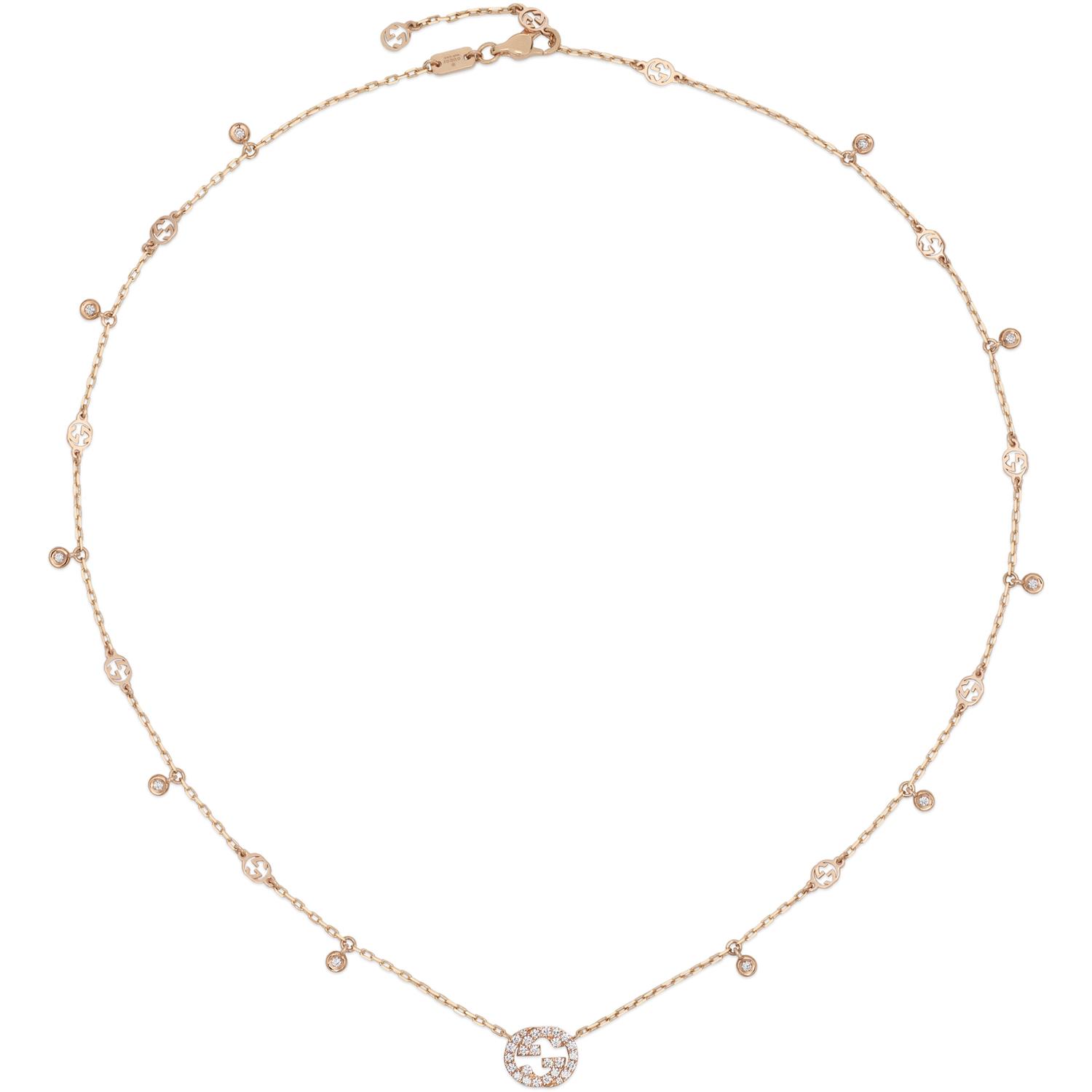 GUCCI - YBB729402001 - Interlocking G Necklace in 18kt pink gold and diamonds