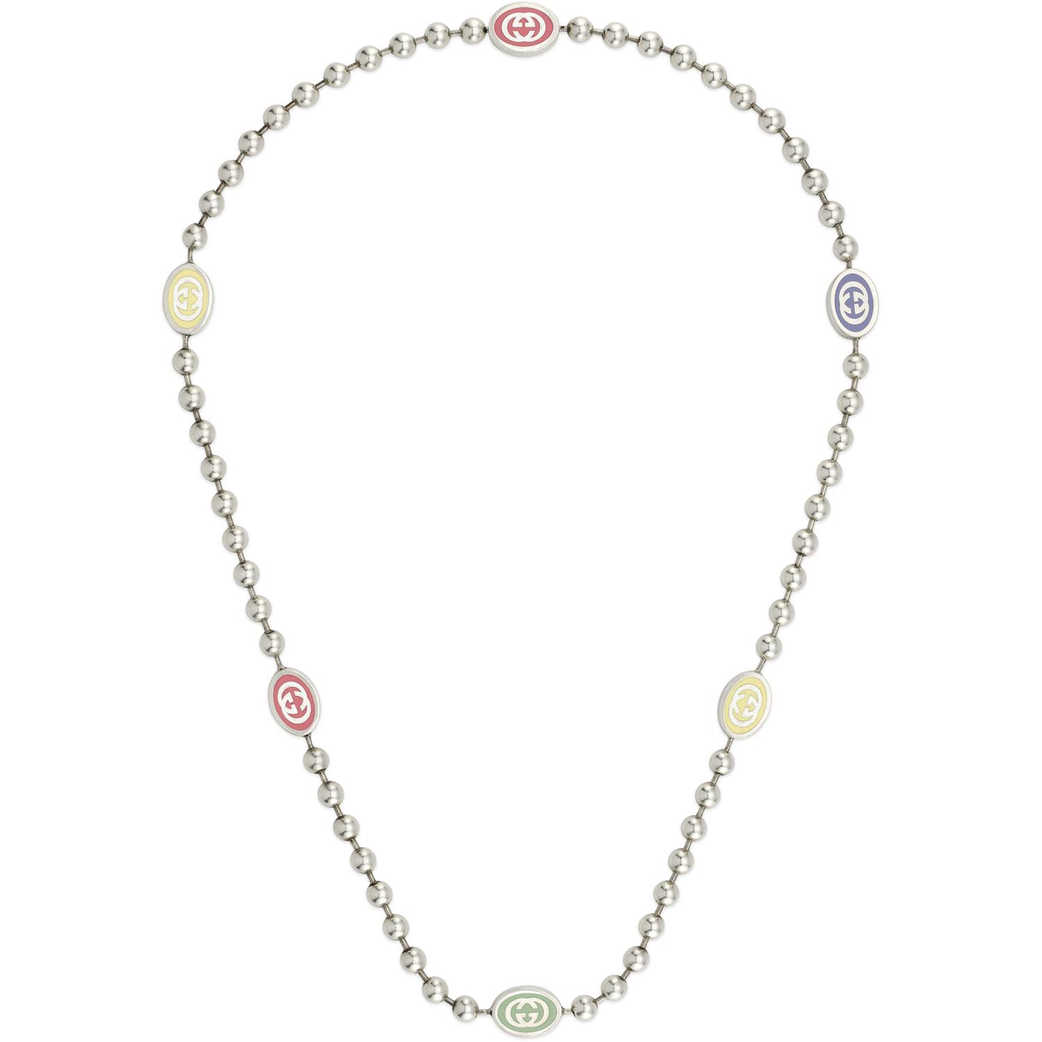 Gucci - YBB753448002 - Argento 925, Smalto - Necklace in sterling silver and colored enamel with Interlocking G details