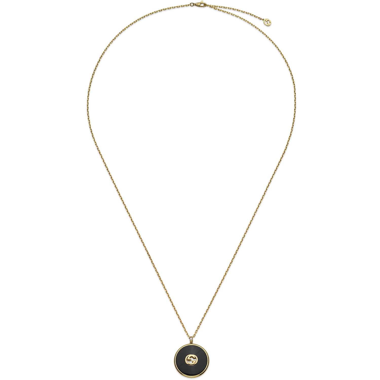 Gucci - YBB786606001 - Gucci Interlocking Necklance in yellow gold, onyx and diamond