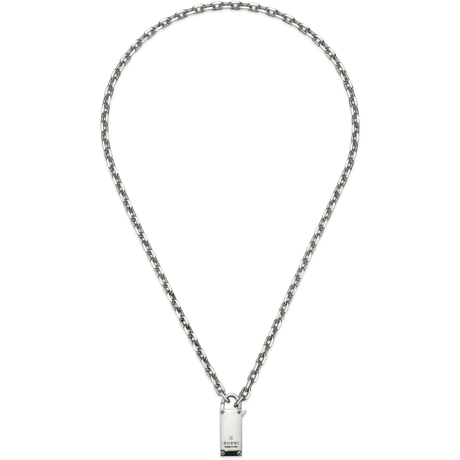 Gucci - YBB796342001 - Trademark Necklace in sterling silver with padlock motif and Gucci trademark detail_50cm