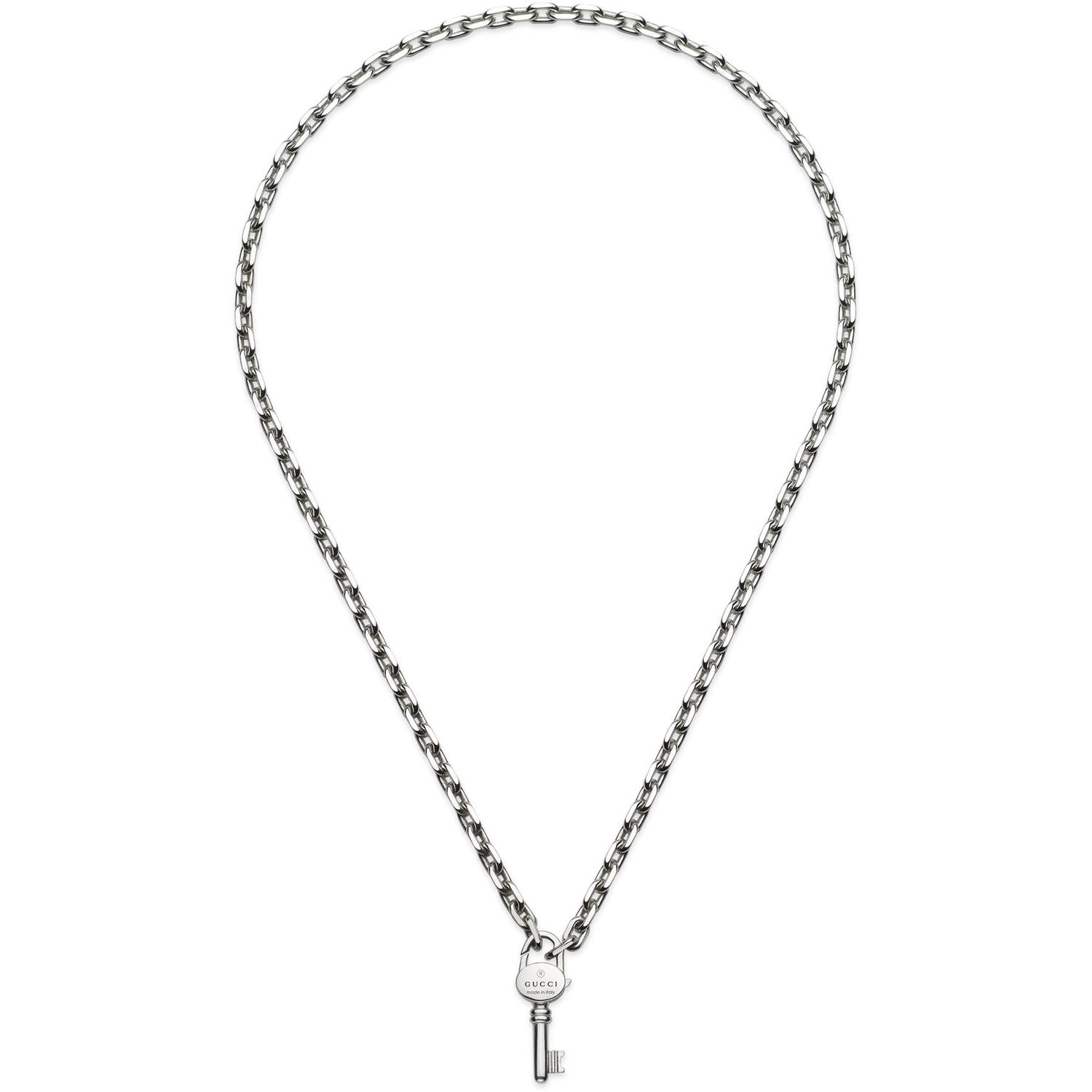 Gucci - YBB796343001 - Trademark Necklace in sterling silver with key motif and Gucci trademark detail_50cm