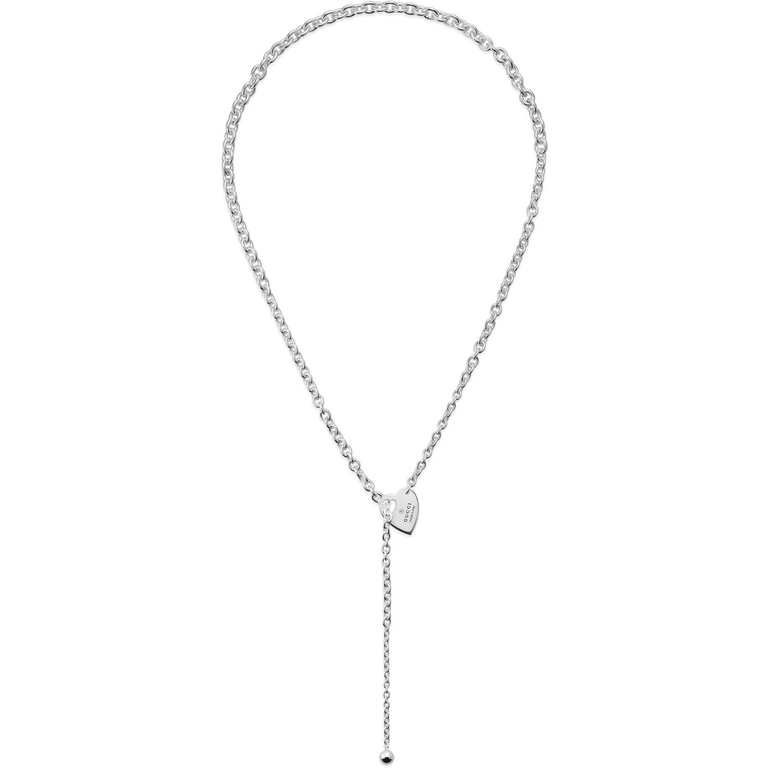 Gucci - YBB796347001 - Trademark Lariat necklace in sterling silver with heart motif