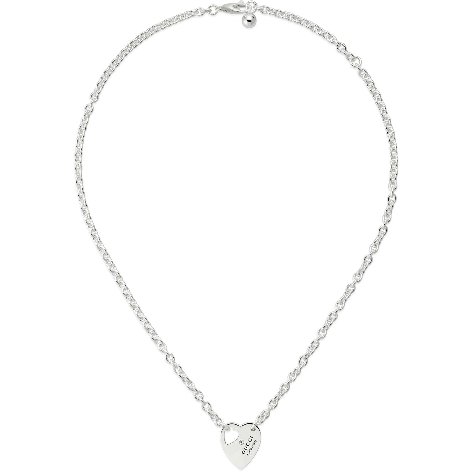 Gucci - YBB796363001 - Trademark Necklace in sterling silver with heart motif and Gucci trademark detail_40/45 cm