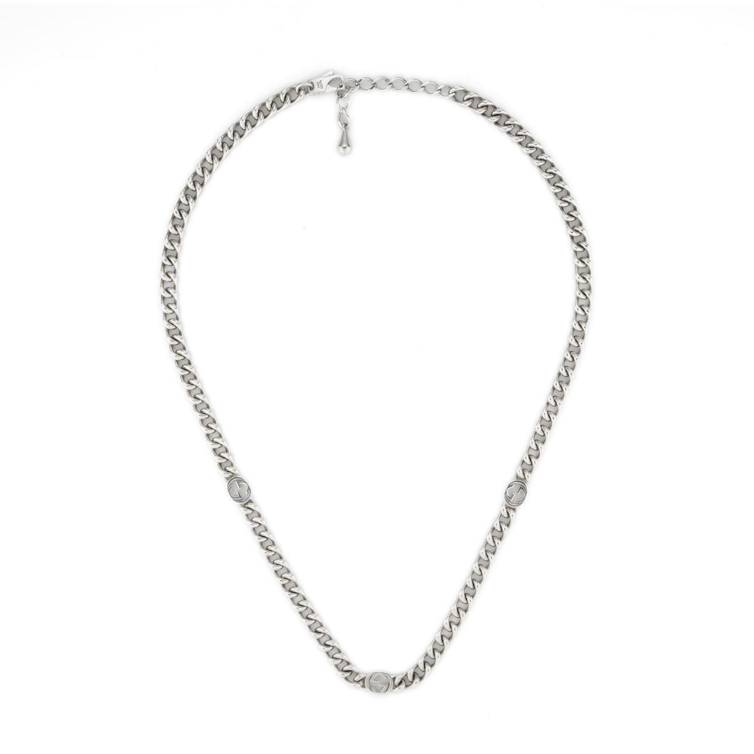 GUCCI - YBB843630001 - Interlocking Collana Interlocking in argento passivato 0818_lunghezza 45+5cm reglage