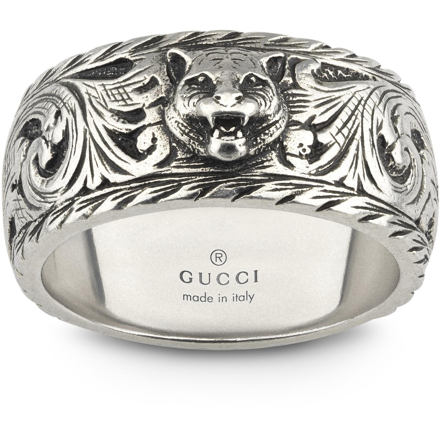 Gucci - YBC433571001 - 925 sterline d'argento - Ring with feline head detail in aged sterling silver