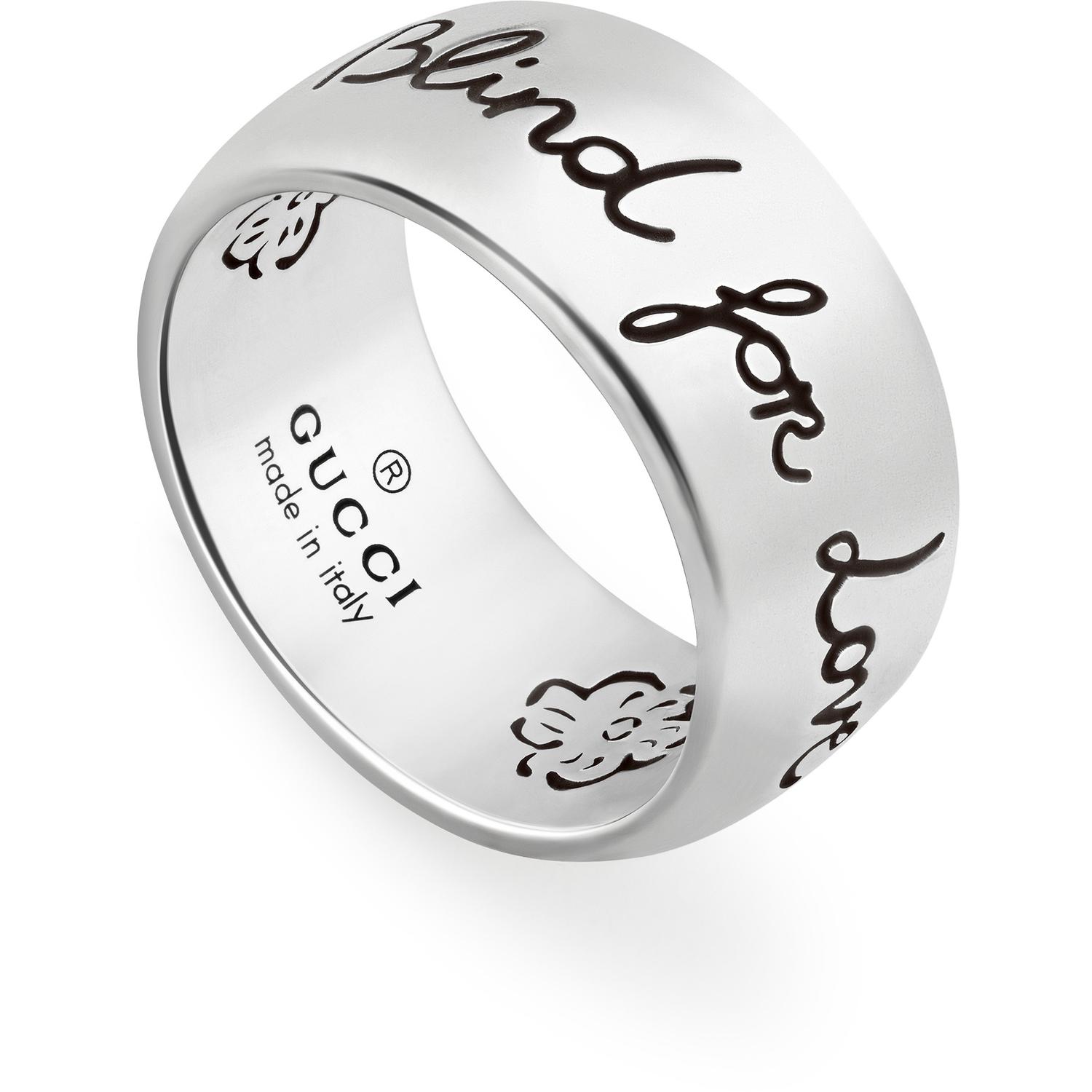 Gucci - YBC455248001 - 925 sterline d'argento - Blind for love ring in shiny aged sterling silver