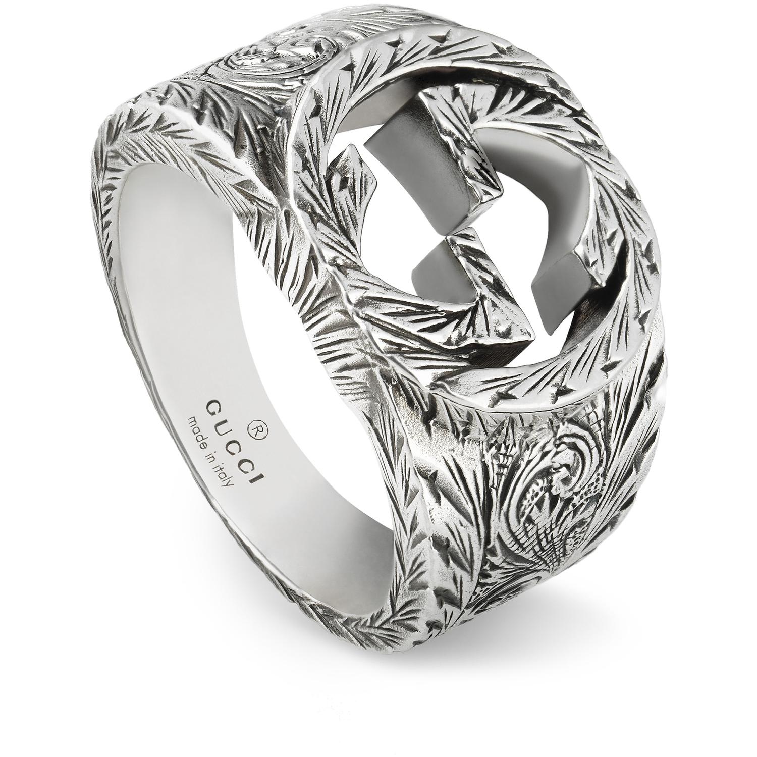 Gucci - YBC455302001 - Argento sterling invecchiato - Ring with Interlocking G motif in aged sterling silver