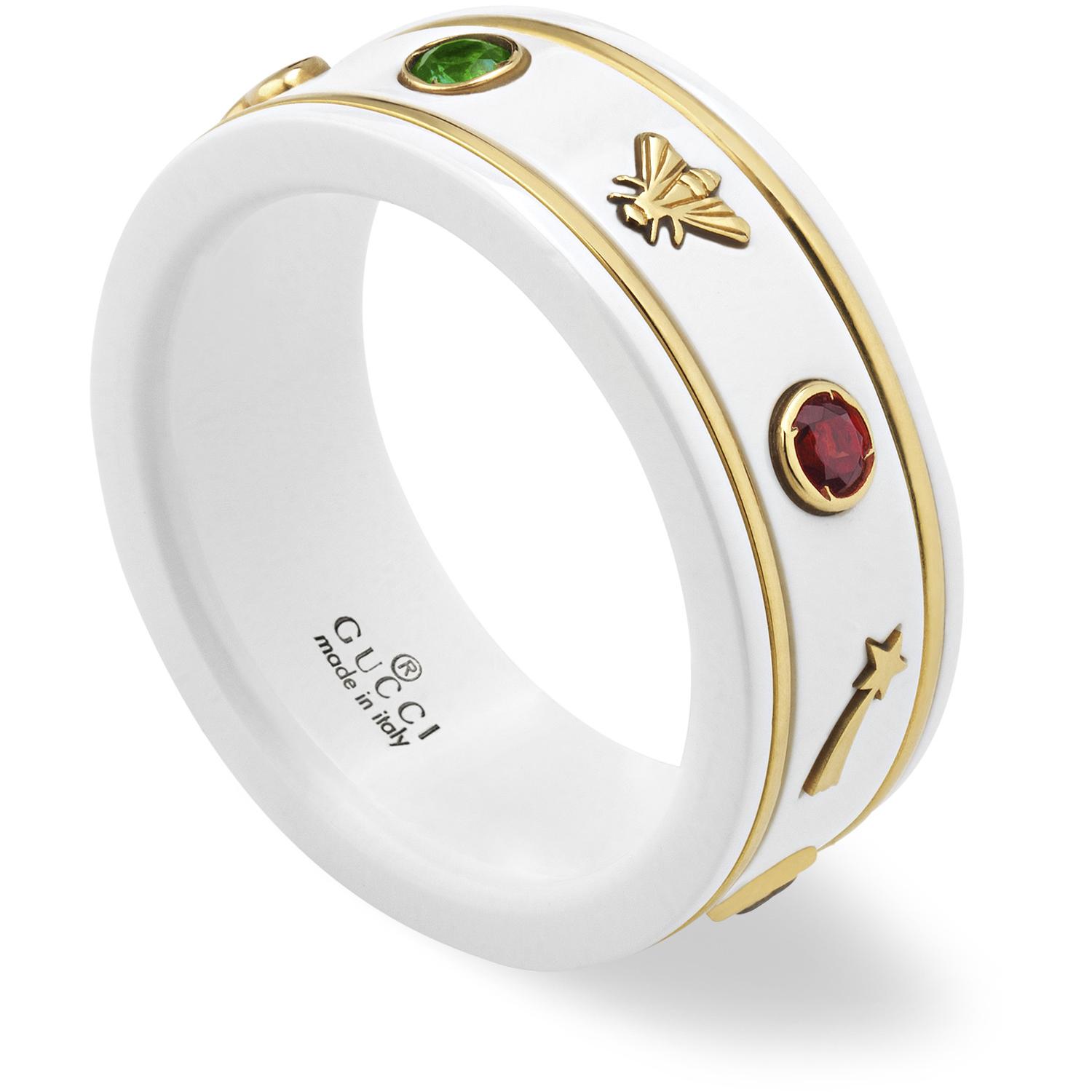 Gucci - YBC527095001 - Oro Giallo 18kt, Zirconi, Topazio - Icon thin band in 18kt yellow gold, zirconia and topaz