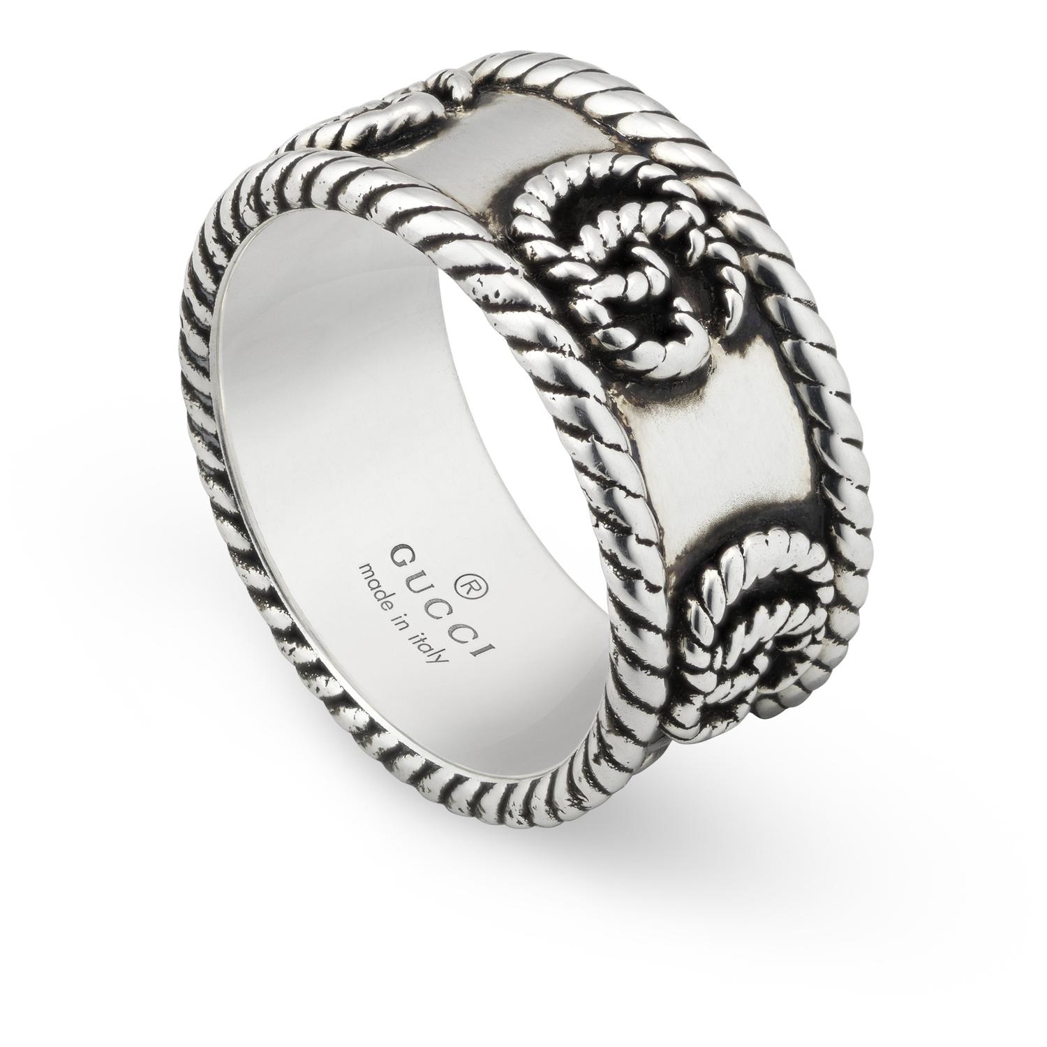 Gucci - YBC627729001 - GG Marmont Ring in aged sterling silver with Double G detail