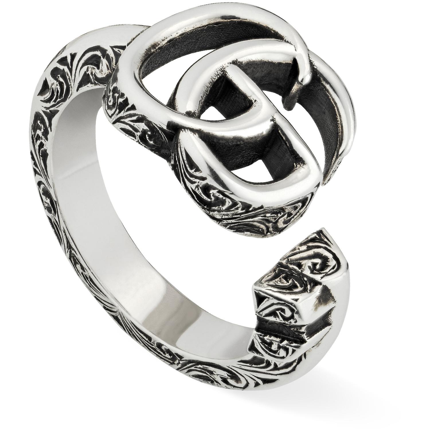 Gucci - YBC627760001 - GG Marmont Ring in aged sterling silver with Double G detail