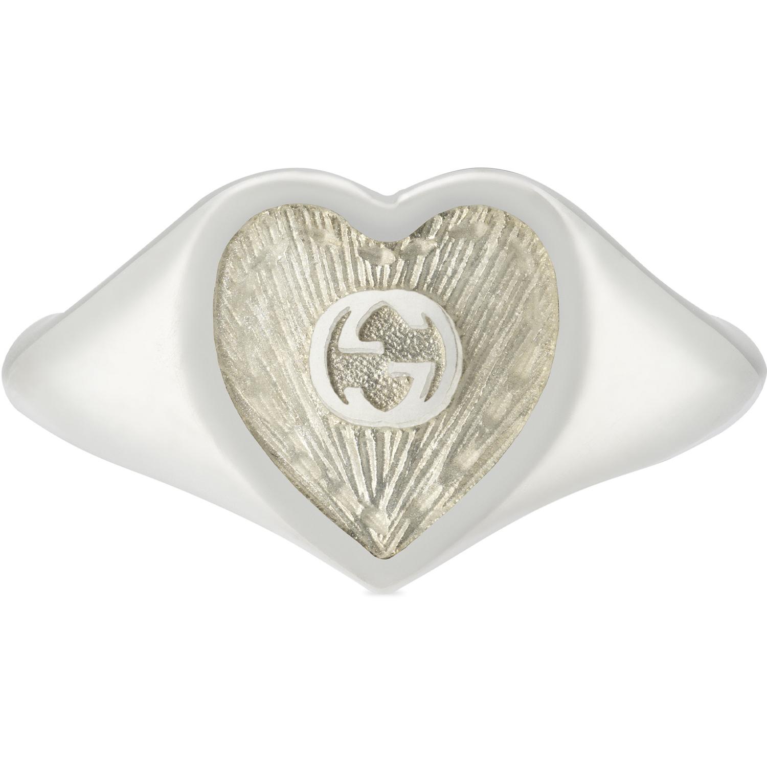 Gucci - YBC645544003 - Gucci Heart Ring with heart motif in sterling silver and enamel