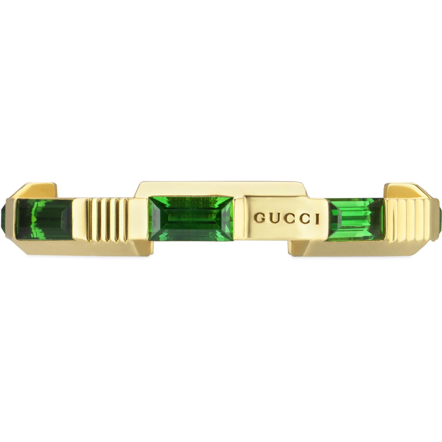 Gucci - YBC662256002 - Link to Love ring in 18kt yellow gold and green tourmaline
