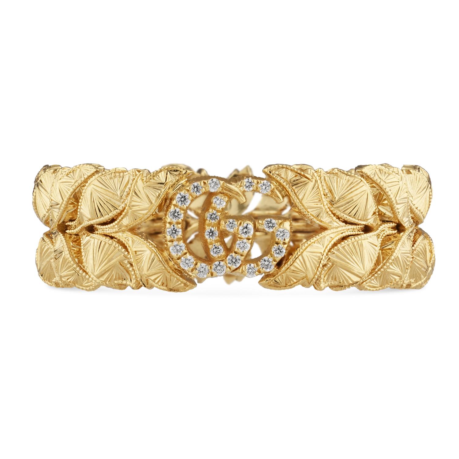 Gucci - YBC702376002 - Flora ring in 18kt yellow gold and diamonds