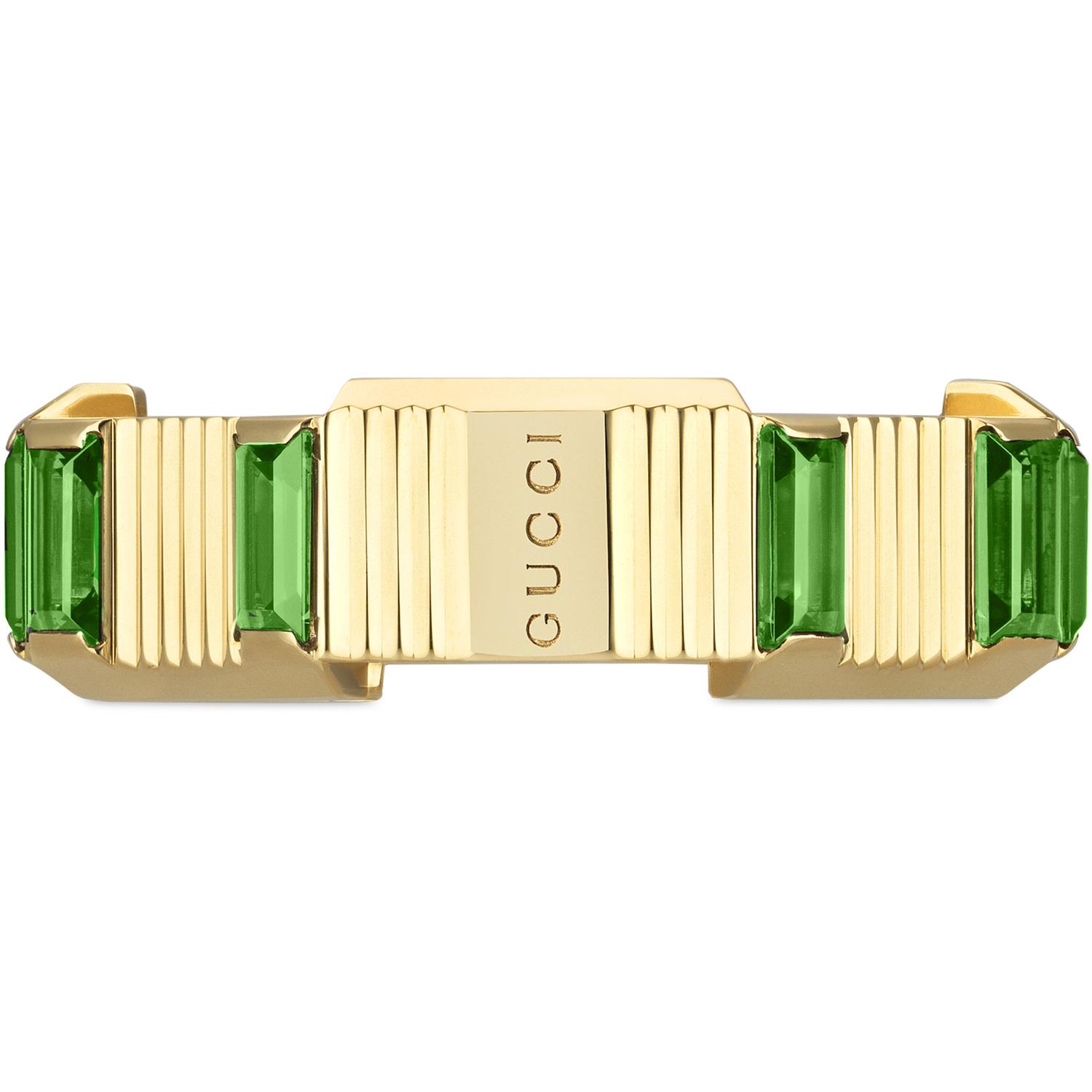 Gucci - YBC702414002 - Link to Love ring in 18kt yellow gold and green tourmaline