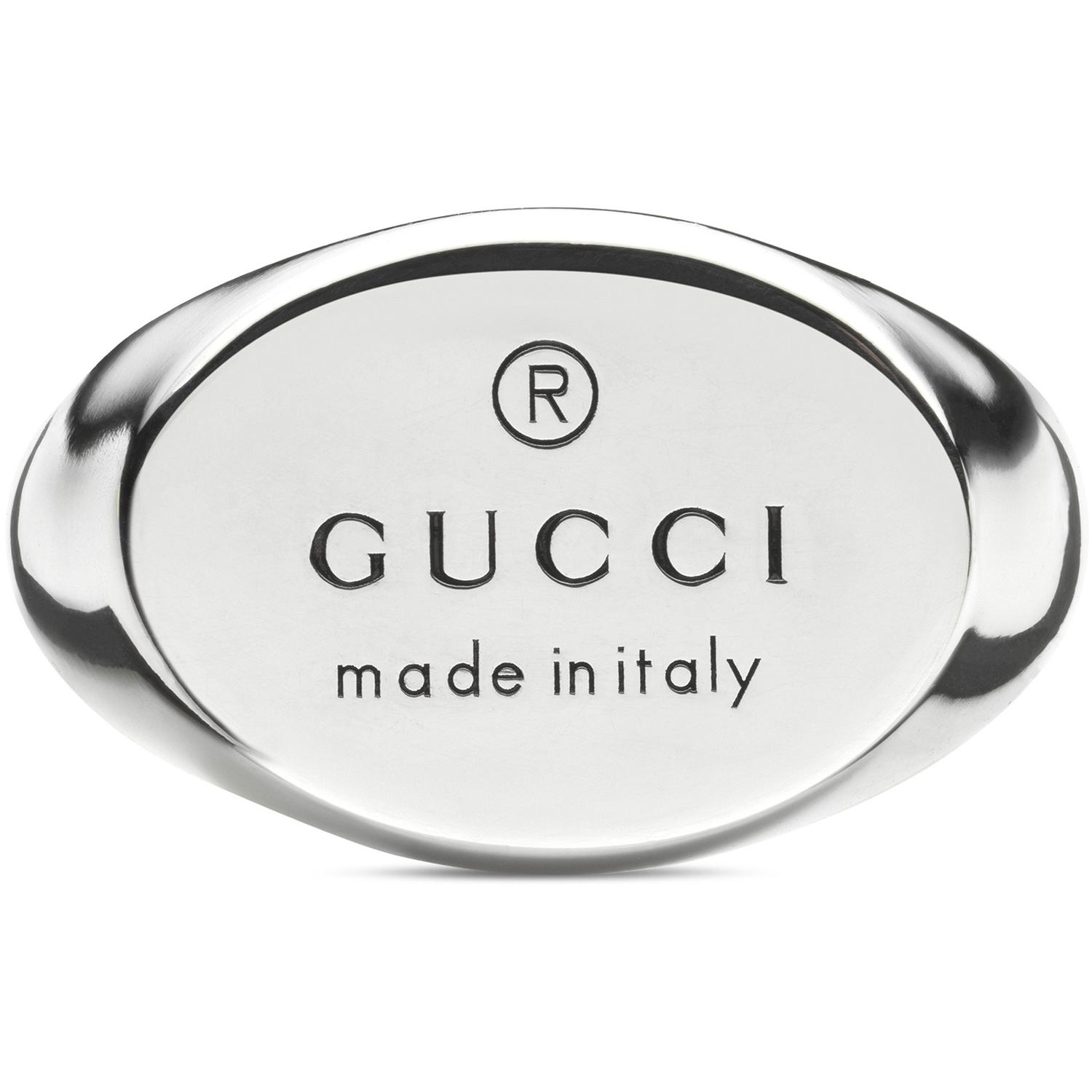 Gucci - YBC797033001 - Trademark Chevalier ring with oval tag in sterling silver