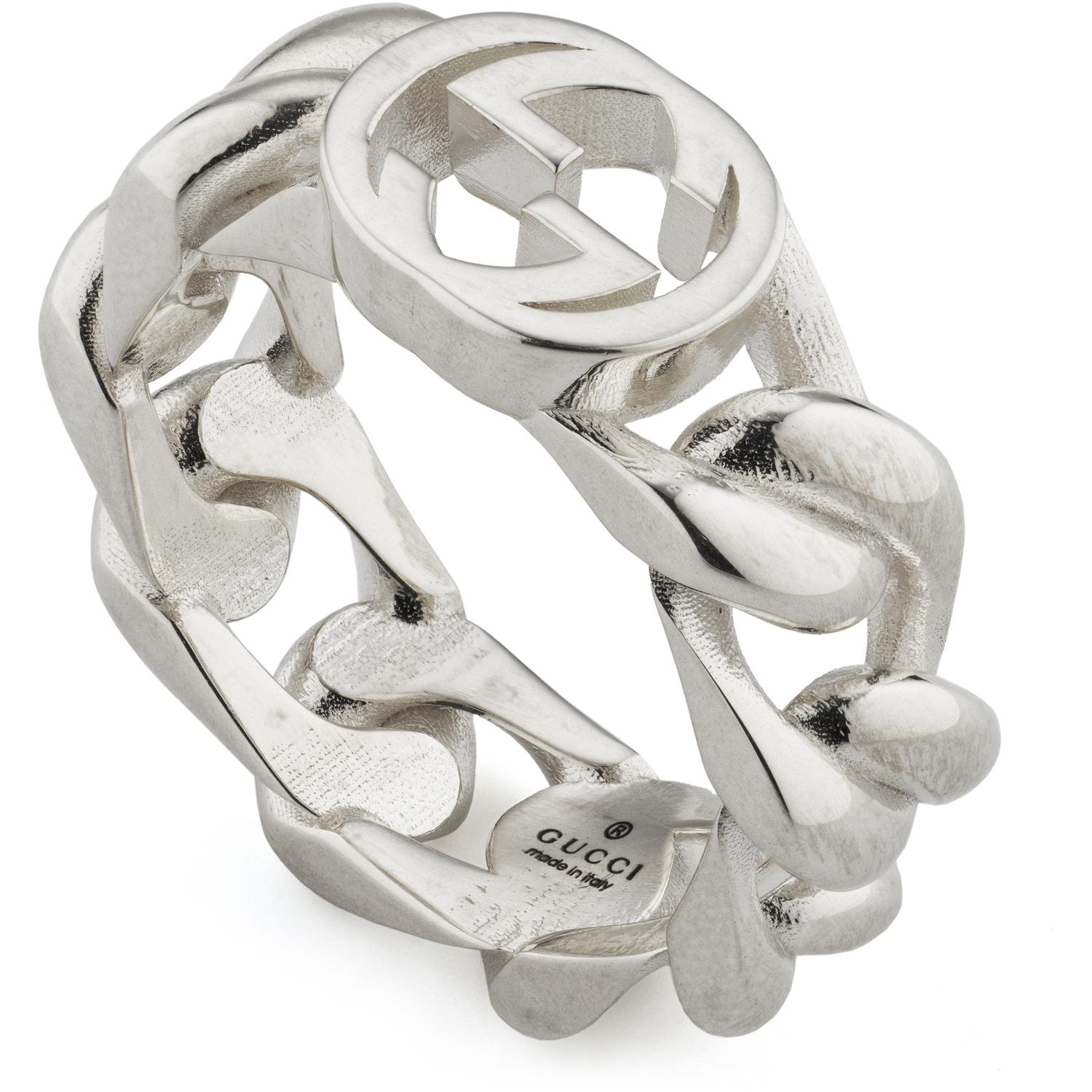 GUCCI - YBC843627001 - Interlocking Anello Interlocking in argento passivato 0818_altezza fascia 7mm