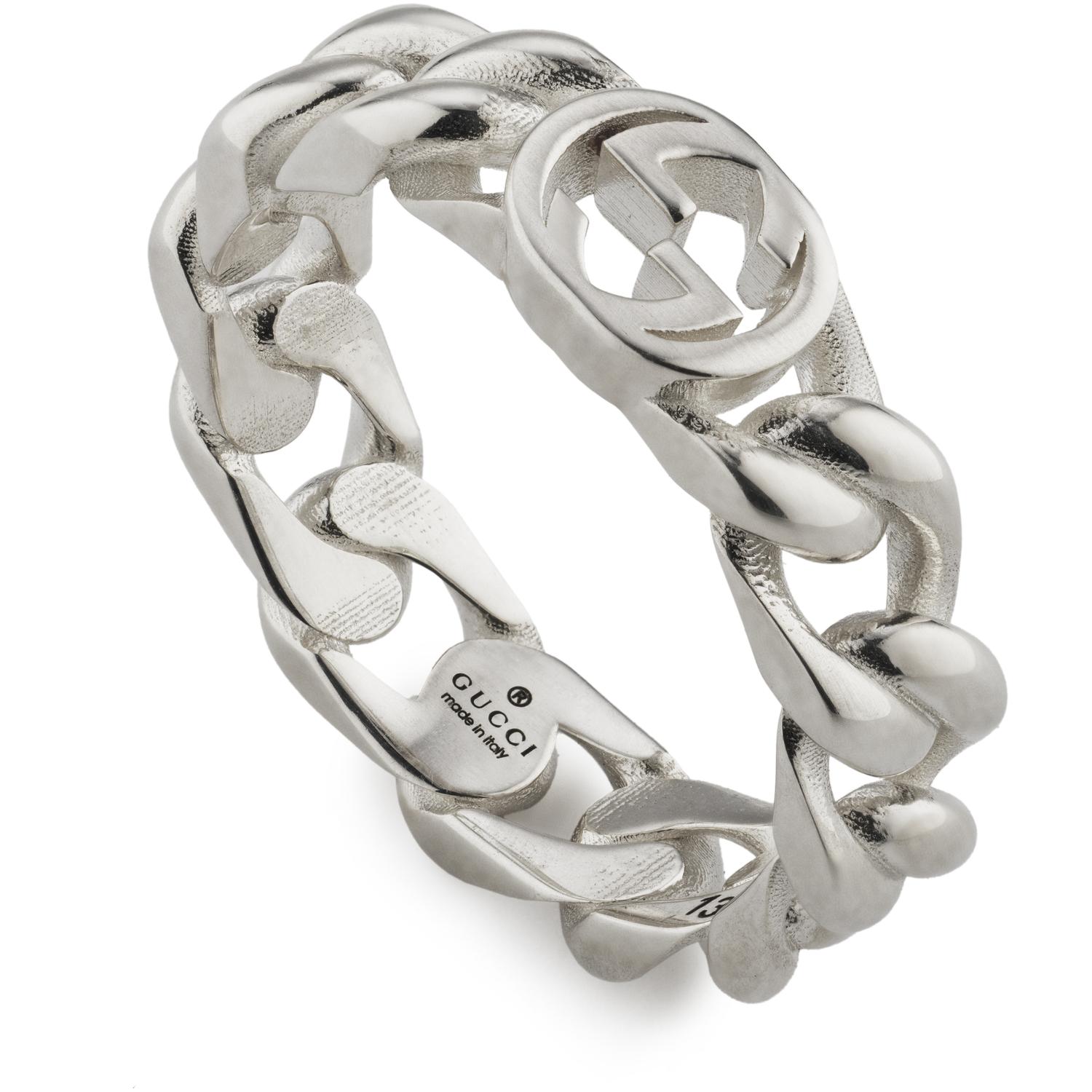 GUCCI - YBC843972001 - Interlocking Anello Interlocking in argento passivato 0818_altezza fascia 5mm